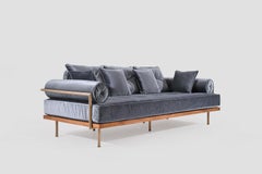 Bespoke 3 Seater Sofa Reclaimed Hardwood & Brass Frame by P. Tendercool (Indoor)