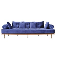 Bespoke 3 Seater Sofa Reclaimed Hardwood & Brass Frame by P. Tendercool (Indoor)