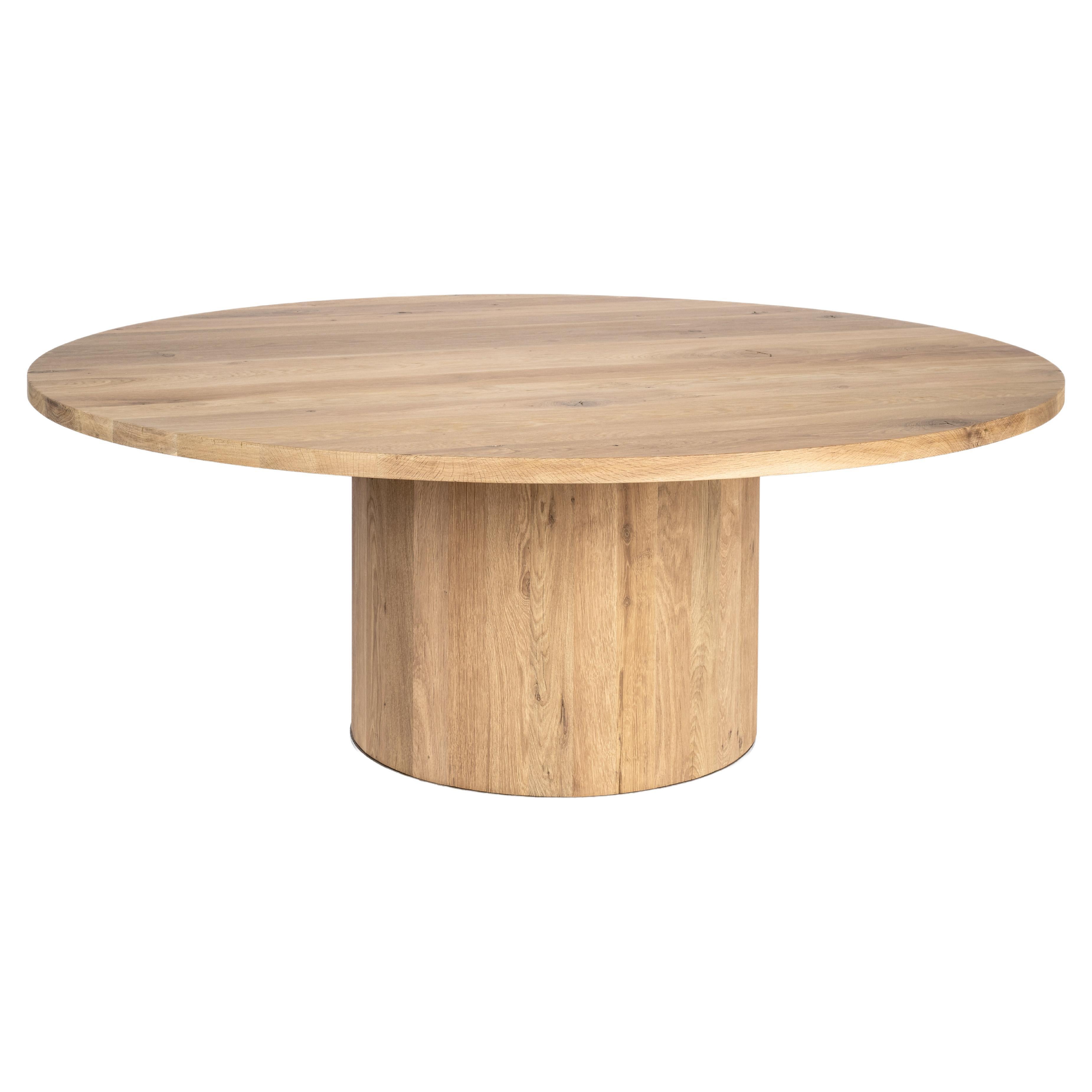 Bespoke Solid Aged French Natural  Oak Barrel Round Dining Table matte finish