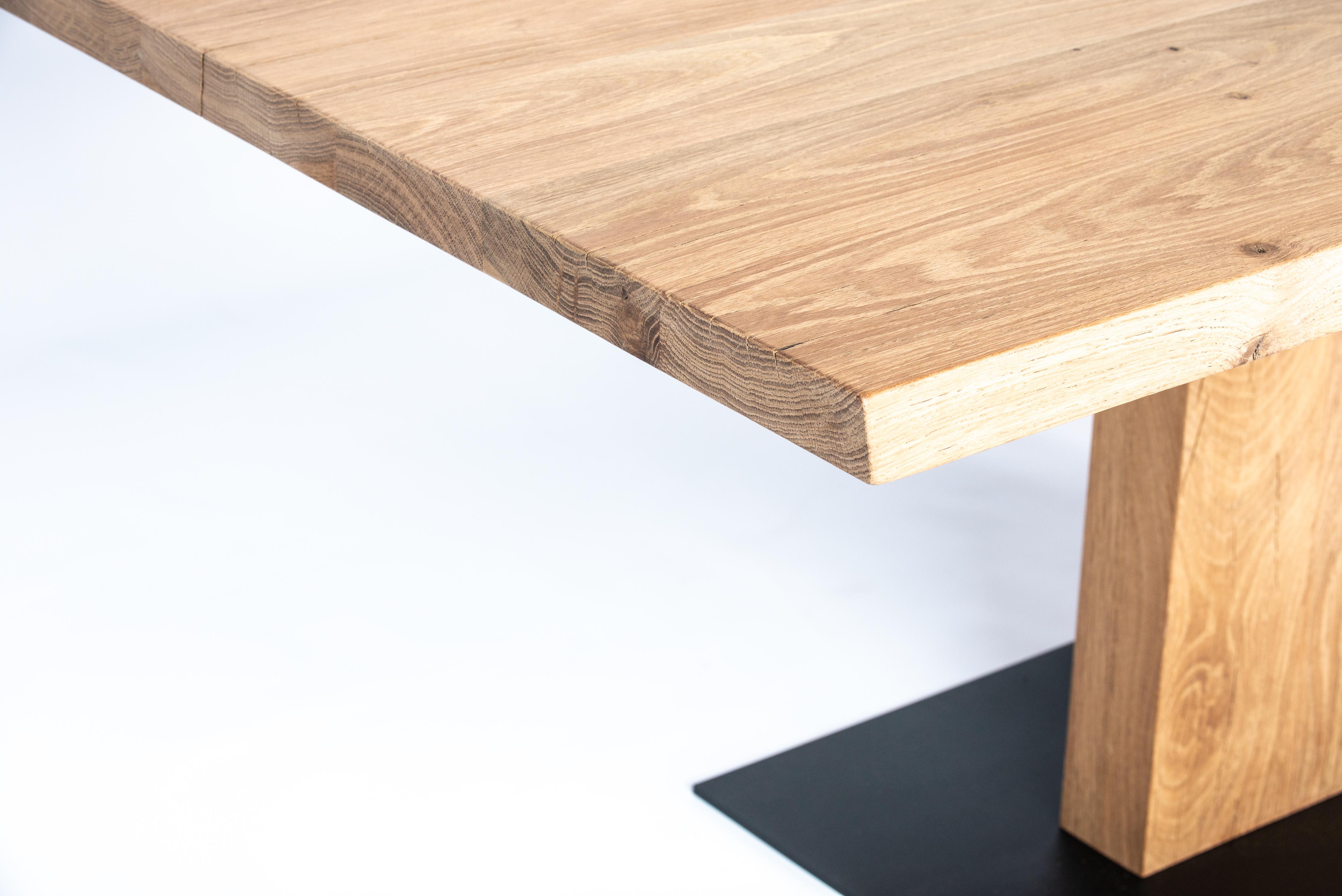 Contemporary Bespoke Solid Aged French Natural Oak floating top table with matte finish For Sale