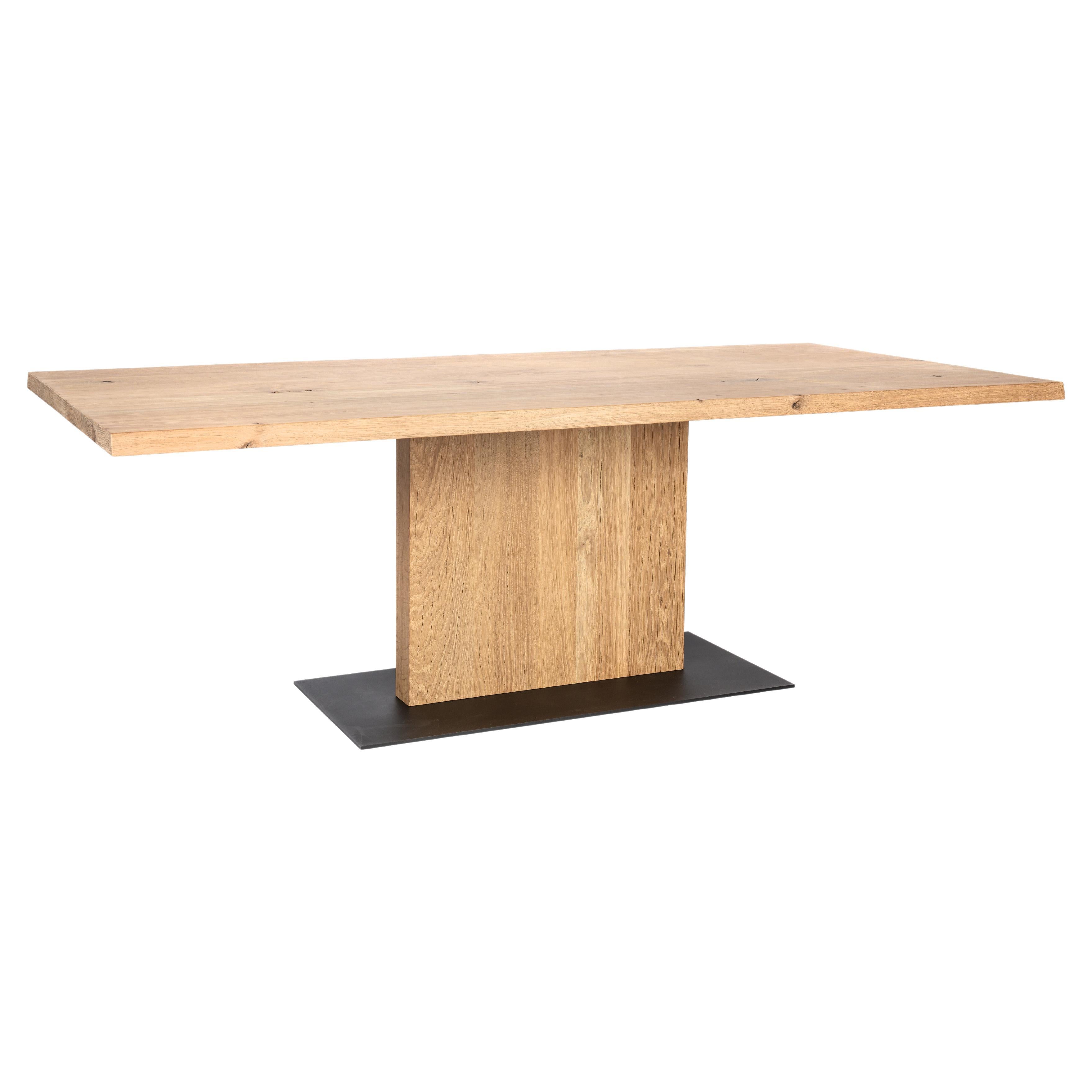 Bespoke Solid Aged French Natural Oak floating top table with matte finish For Sale