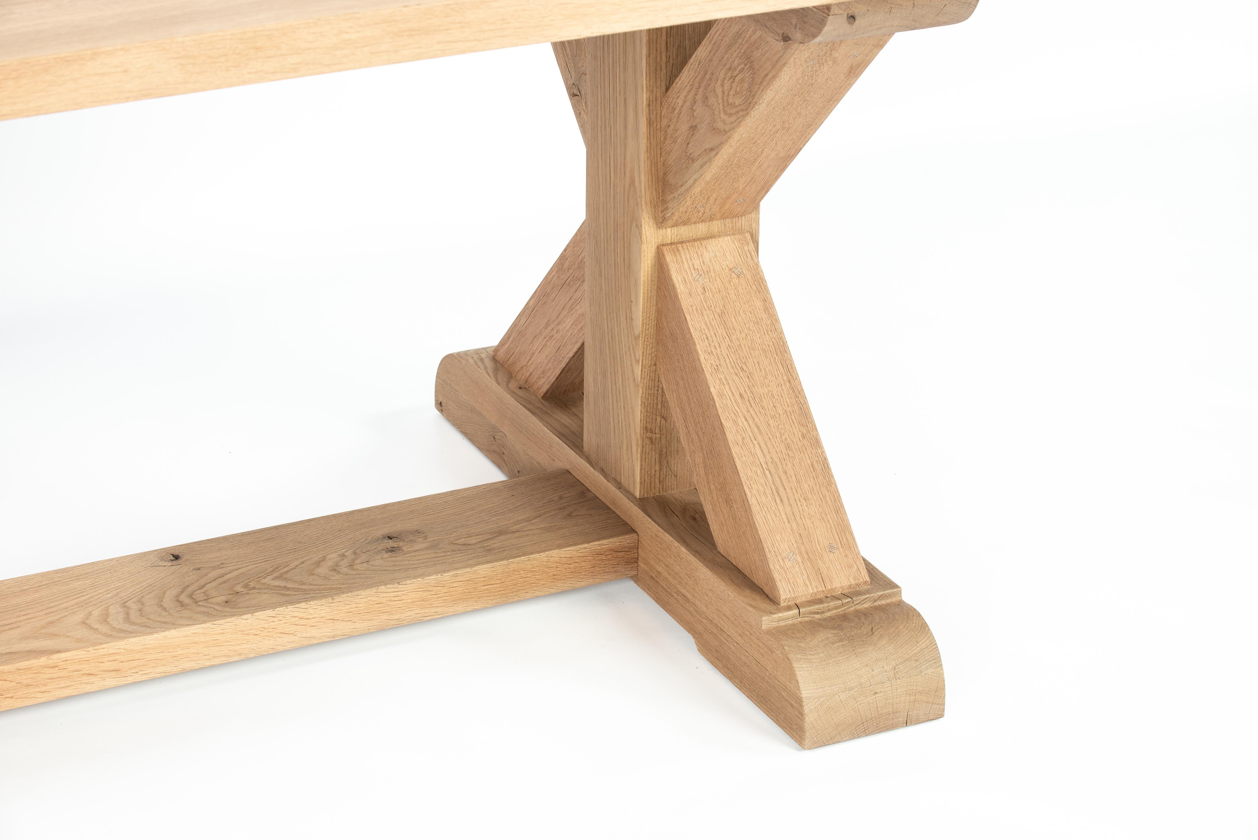 Bespoke Solid Aged French Natural Oak Monastery Table In Matte Finish For Sale 4