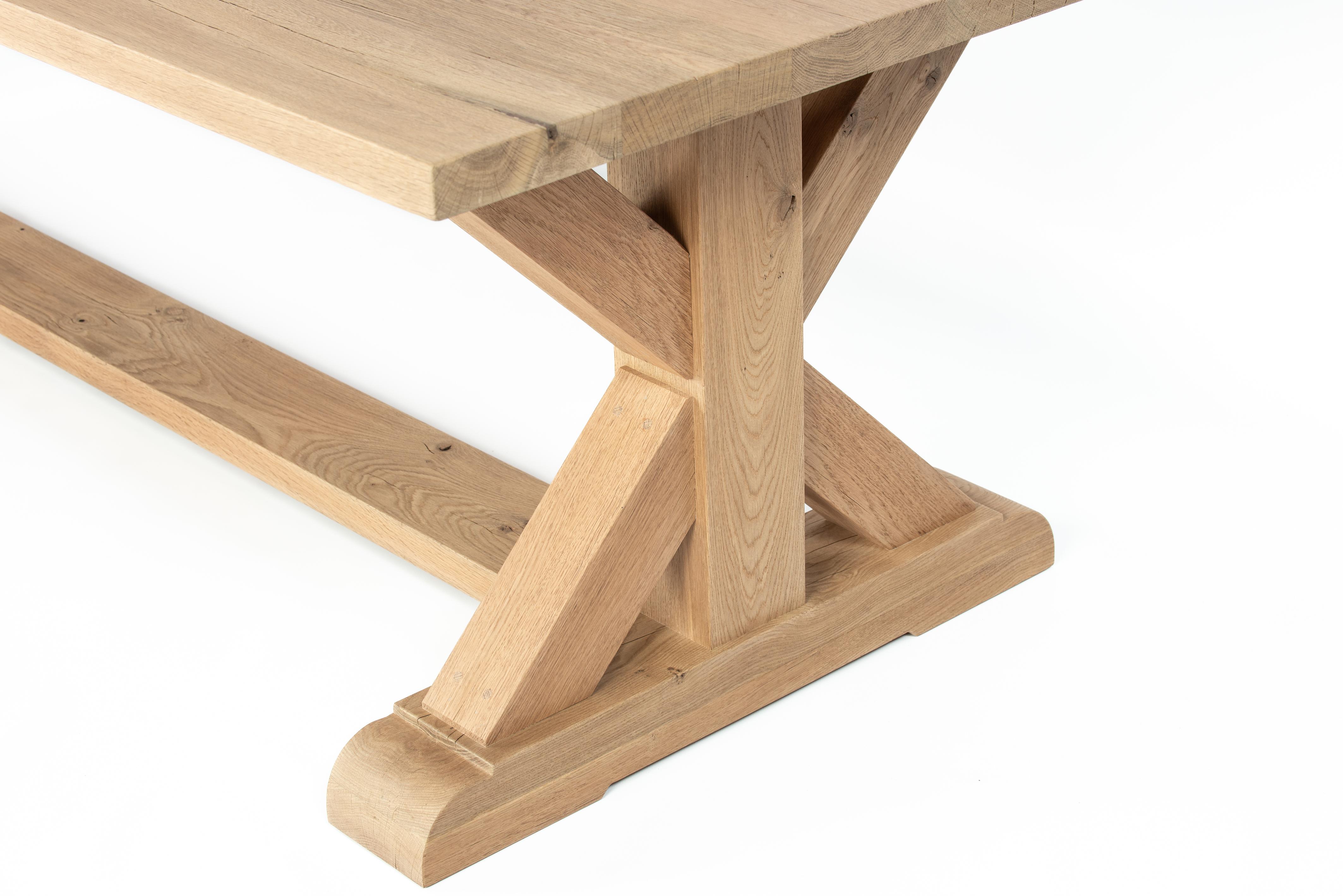 Bespoke Solid Aged French Natural Oak Monastery Table In Matte Finish For Sale 5