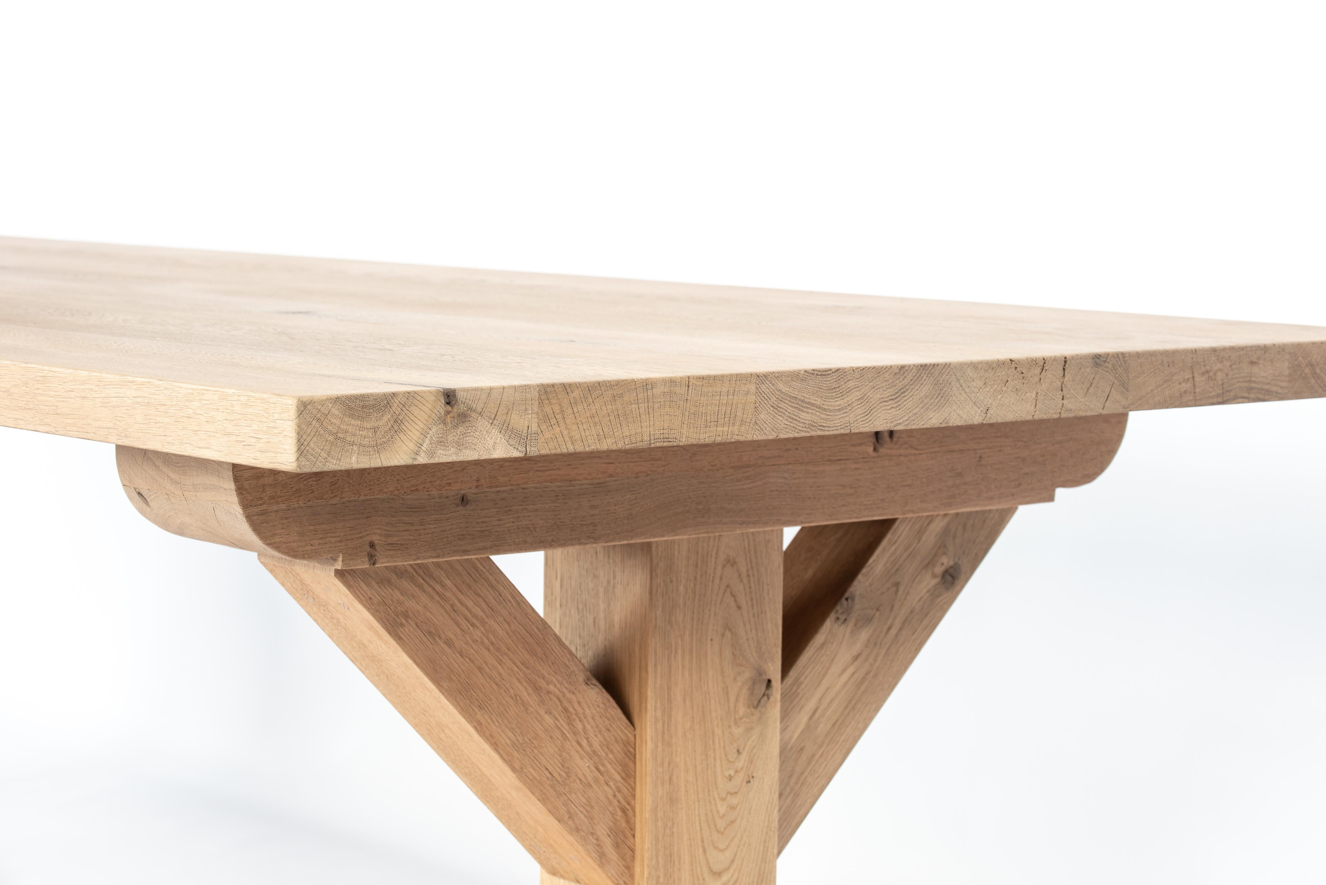 Bespoke Solid Aged French Natural Oak Monastery Table In Matte Finish For Sale 5