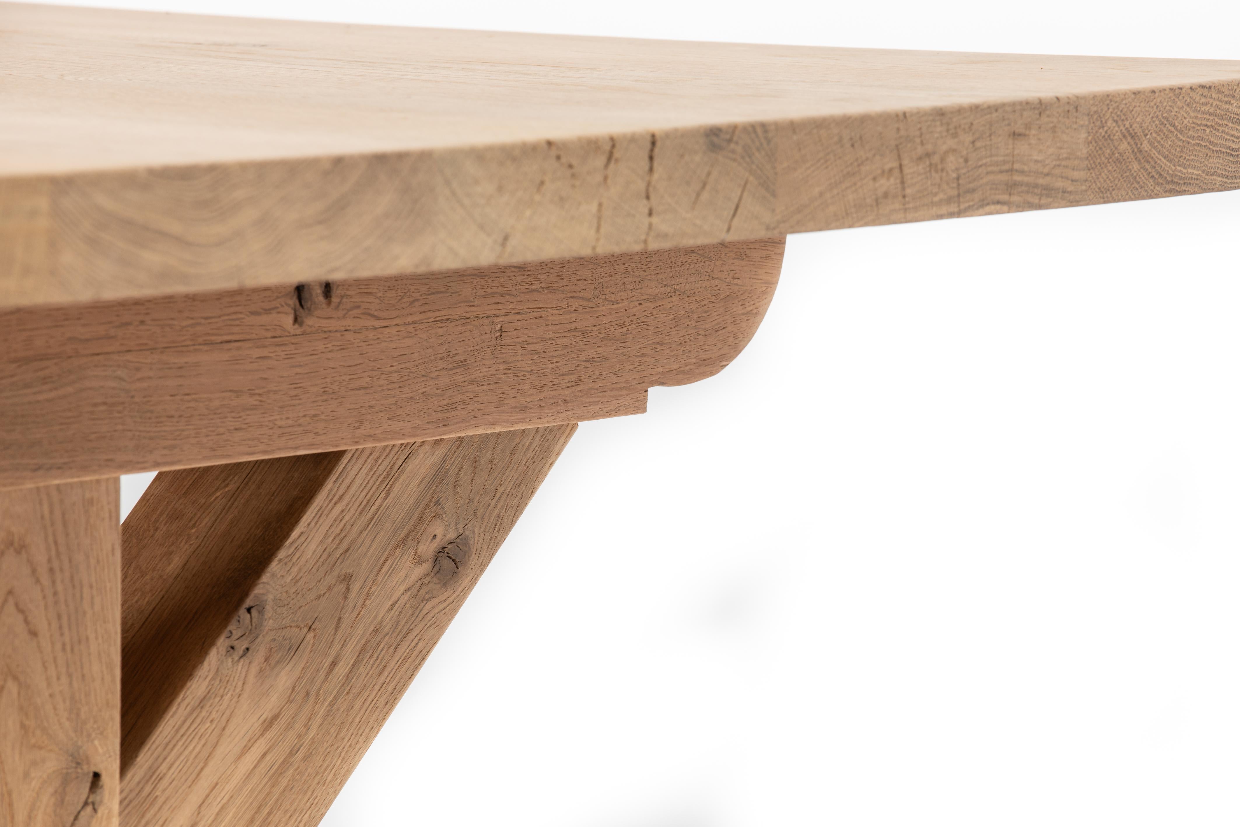 Bespoke Solid Aged French Natural Oak Monastery Table In Matte Finish For Sale 8