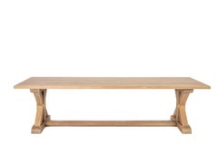 Bespoke Solid Aged French Natural Oak Monastery Table In Matte Finish