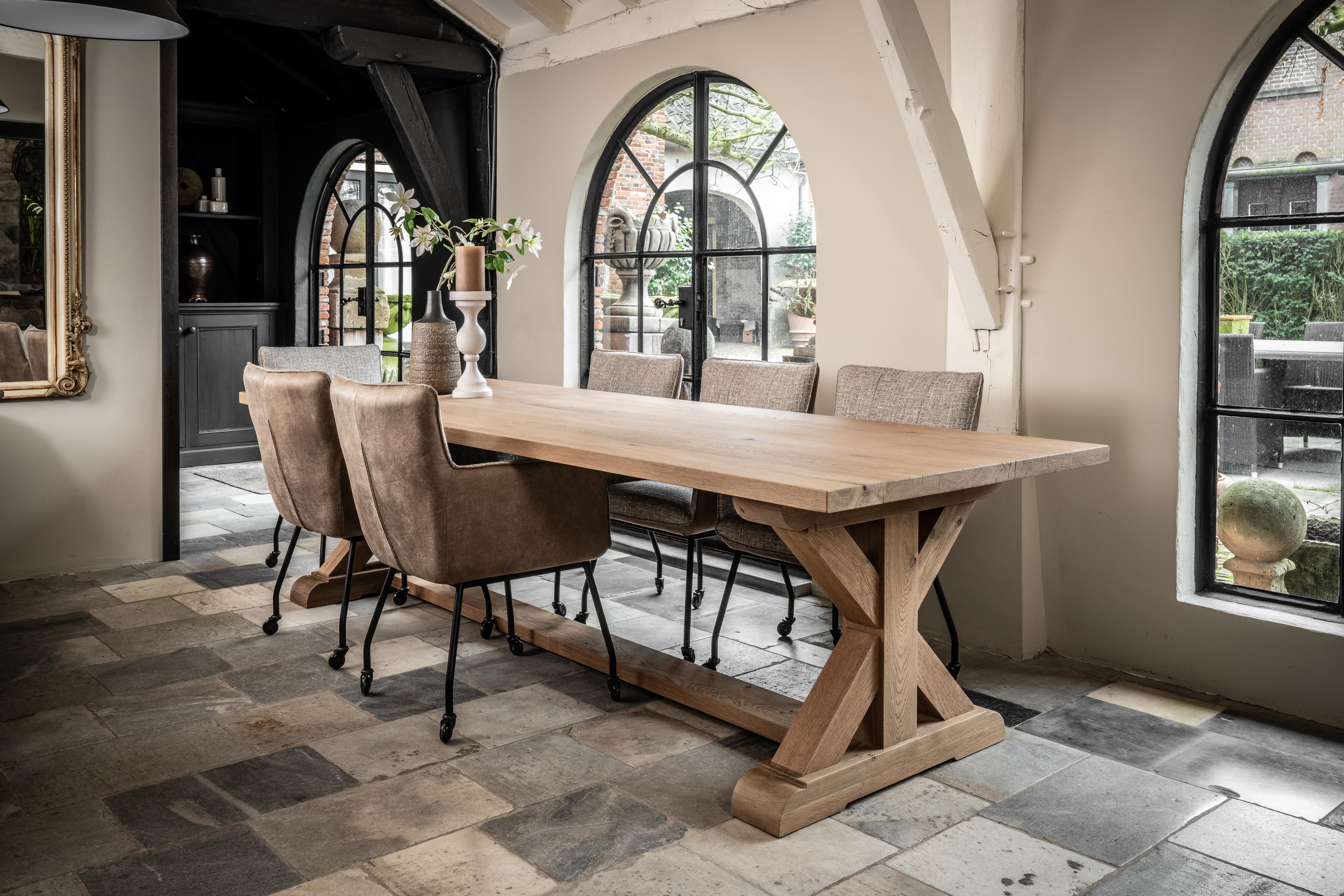 Bespoke Solid Aged French Natural Oak Monastery Table In Matte Finish For Sale 2