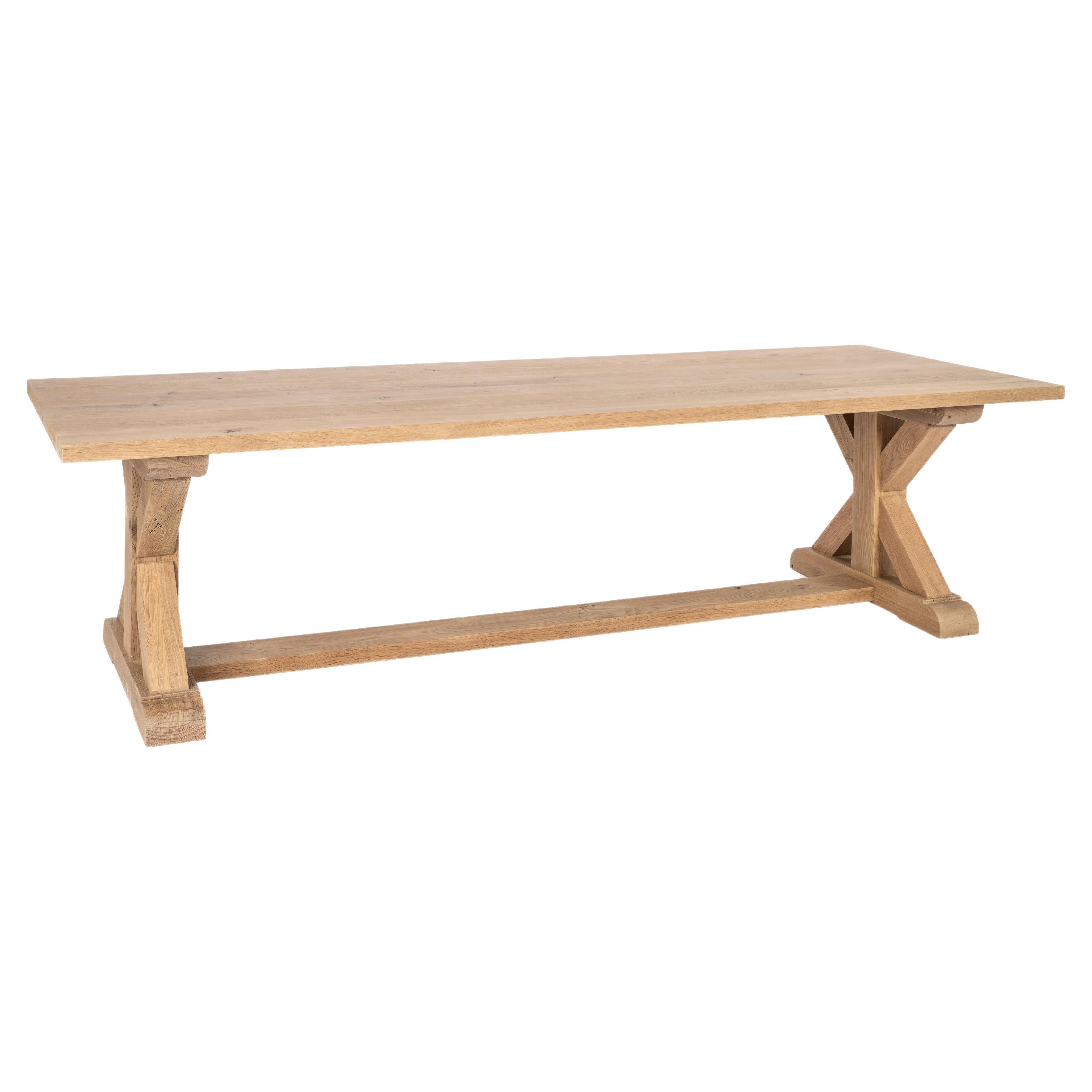 Bespoke Solid Aged French Natural Oak Monastery Table In Matte Finish