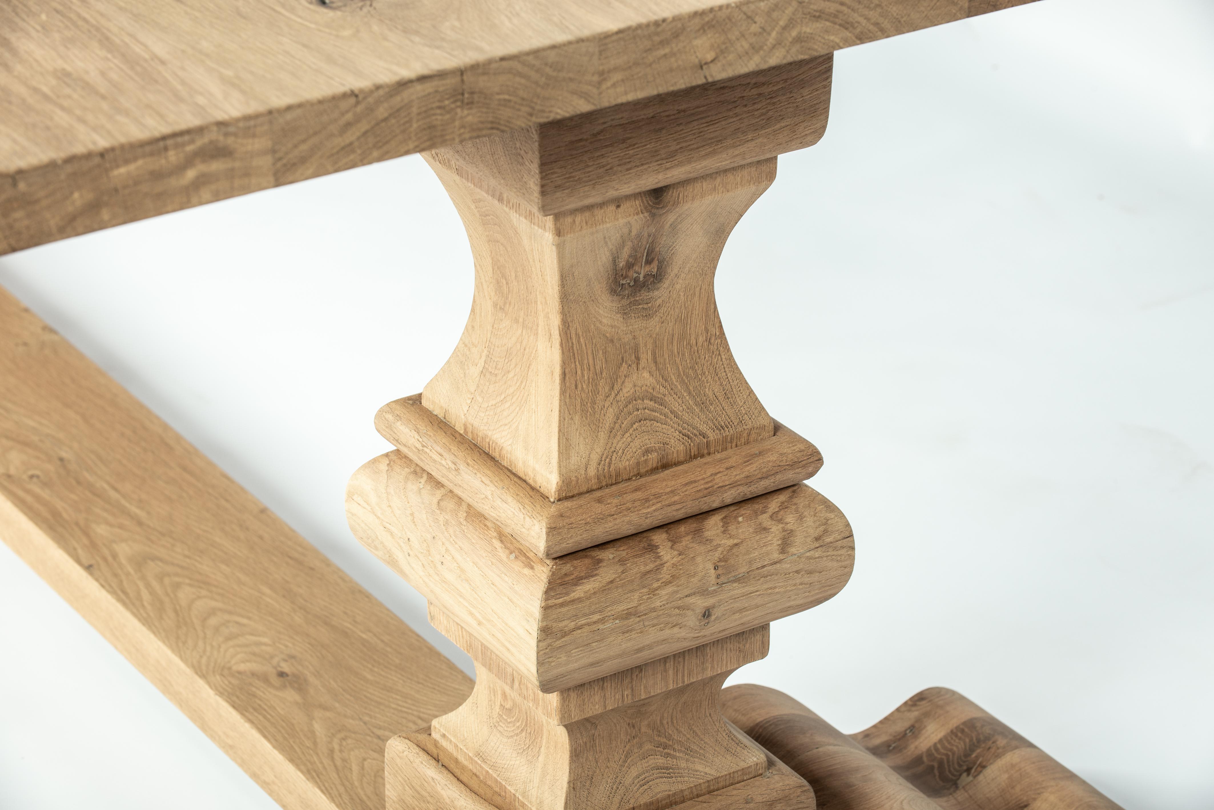 Bespoke Solid Aged French Oak Abbey Column Dining Table With Matte Finish For Sale 5