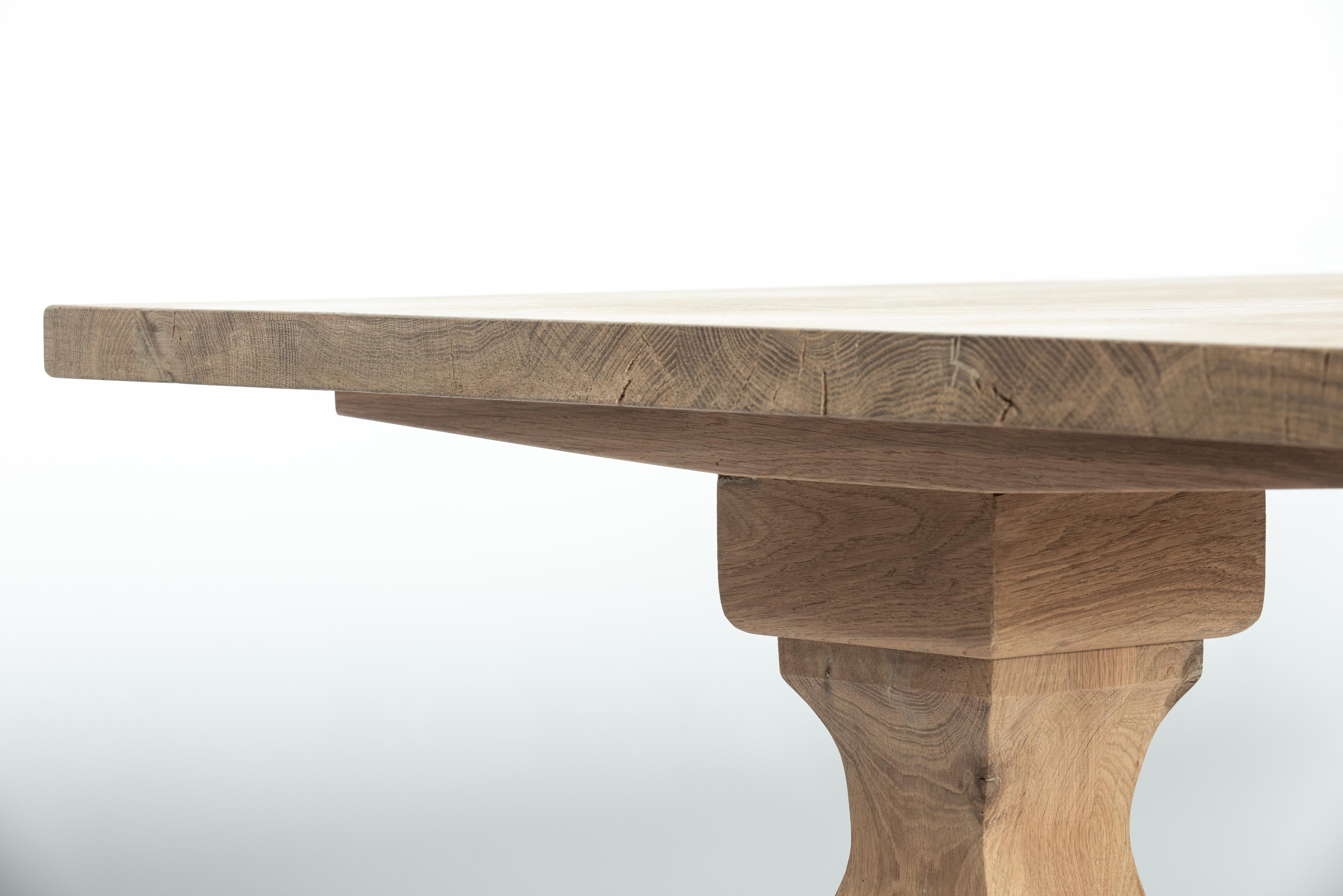 Bespoke Solid Aged French Oak Abbey Column Dining Table With Matte Finish For Sale 8