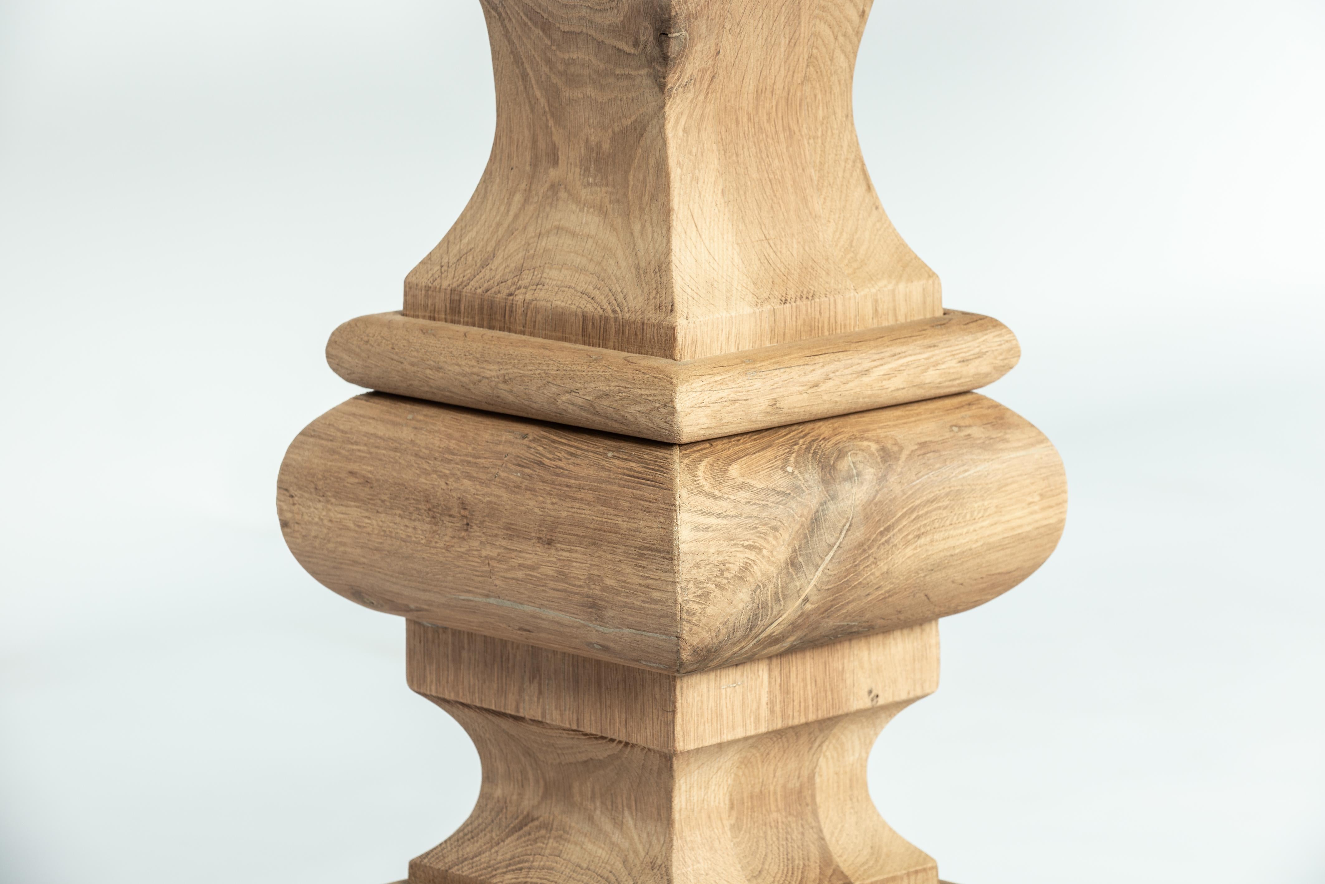 Bespoke Solid Aged French Oak Abbey Column Dining Table With Matte Finish For Sale 9