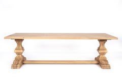 Bespoke Solid Aged French Oak Abbey Column Dining Table With Matte Finish