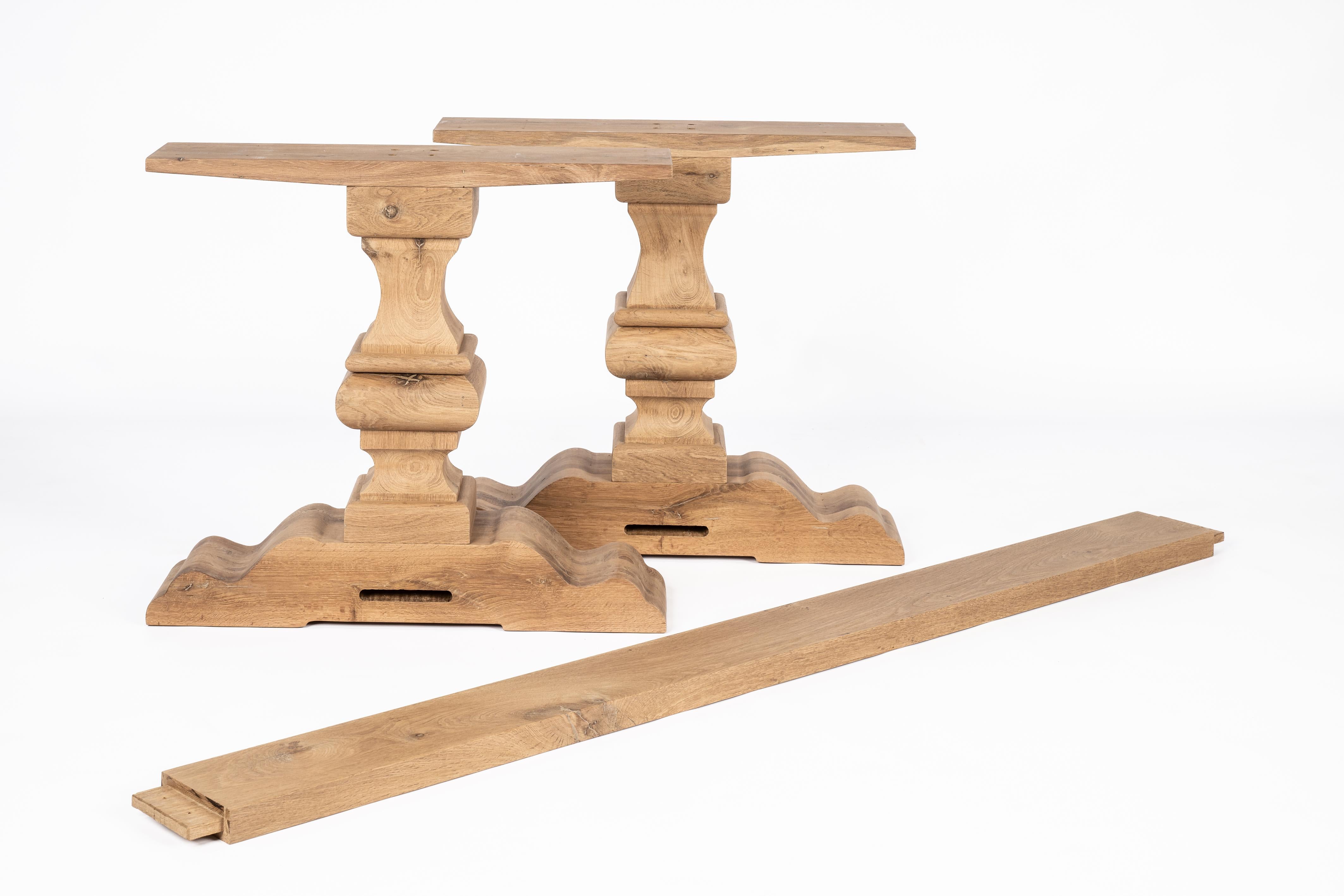 Contemporary Bespoke Solid Aged French Oak Abbey Column Dining Table With Matte Finish For Sale