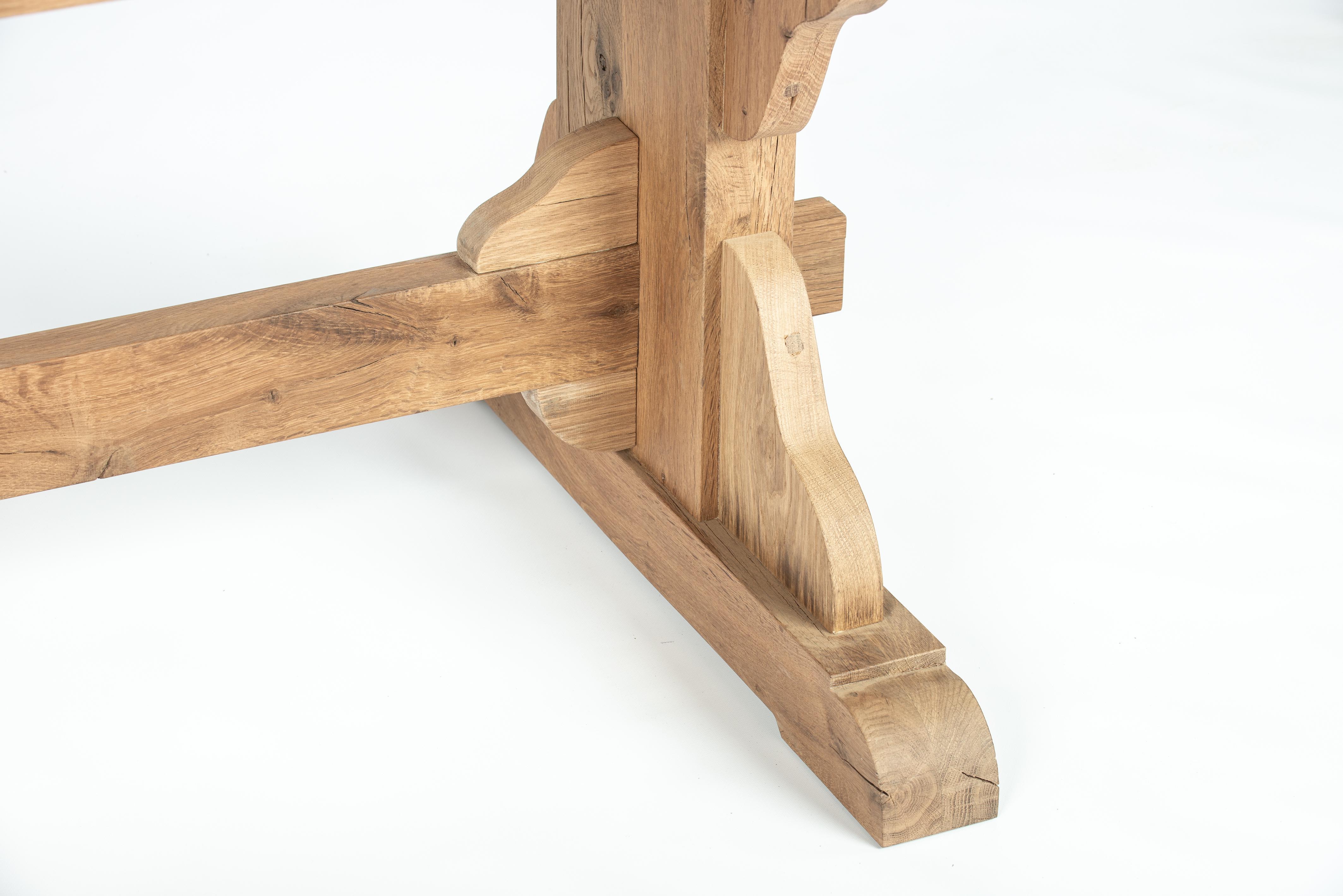 Bespoke Solid Aged French Oak Castle Dining Table With Matte Finish For Sale 3