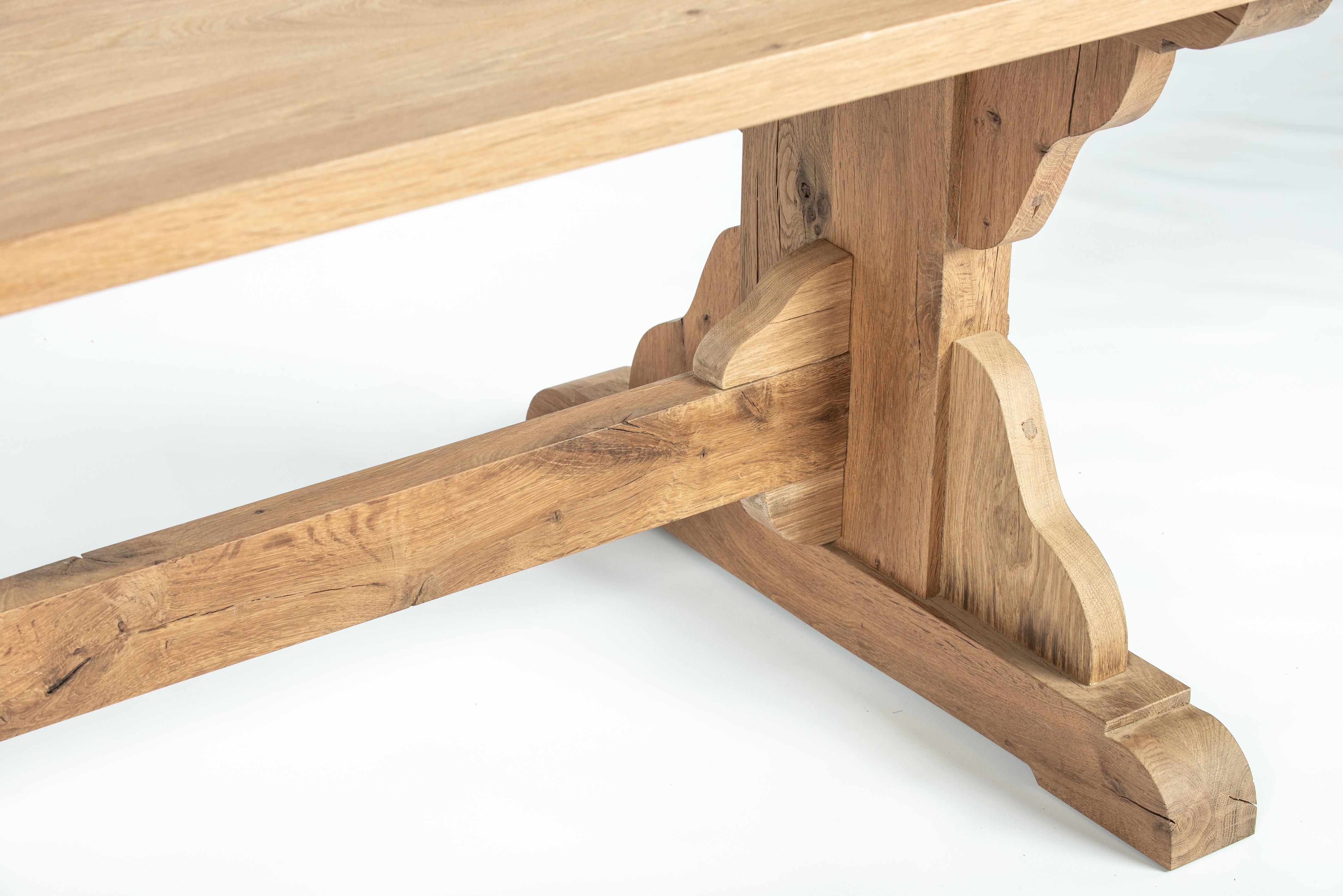 Bespoke Solid Aged French Oak Castle Dining Table With Matte Finish For Sale 5