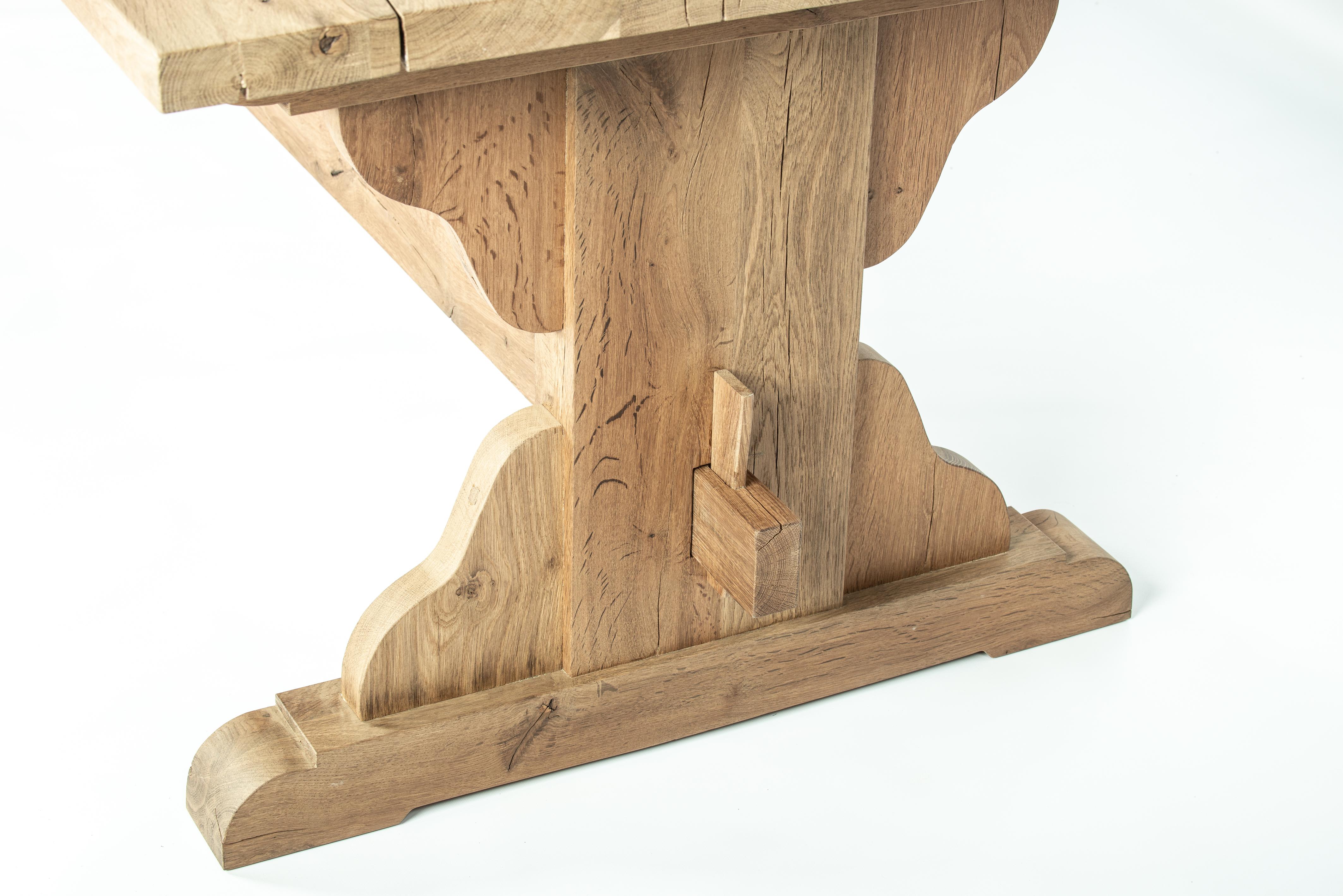 Bespoke Solid Aged French Oak Castle Dining Table With Matte Finish For Sale 11
