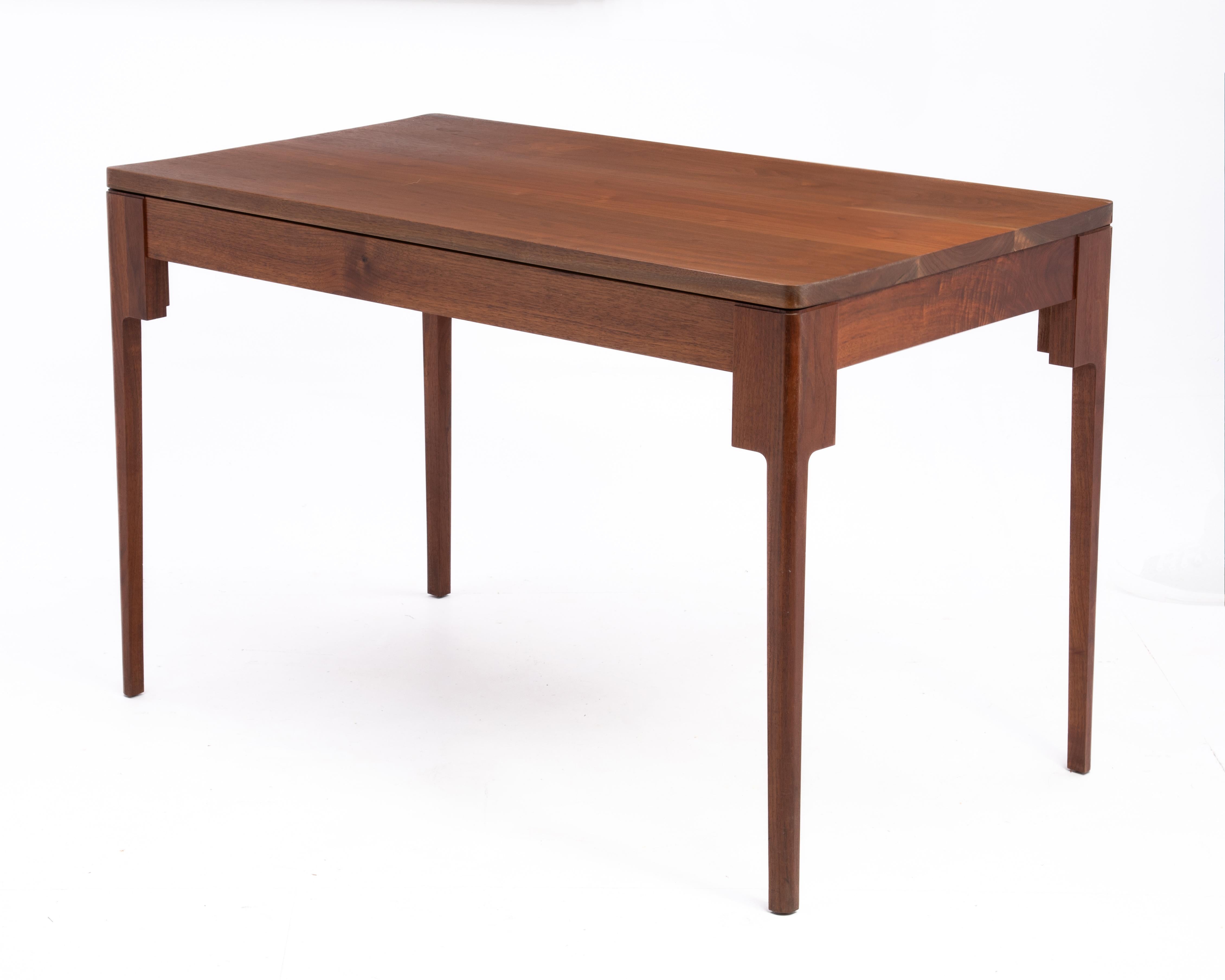 Organic Modern Bespoke Solid Walnut Desk Dining Table Floating Top Tapered Legs New Hope School For Sale