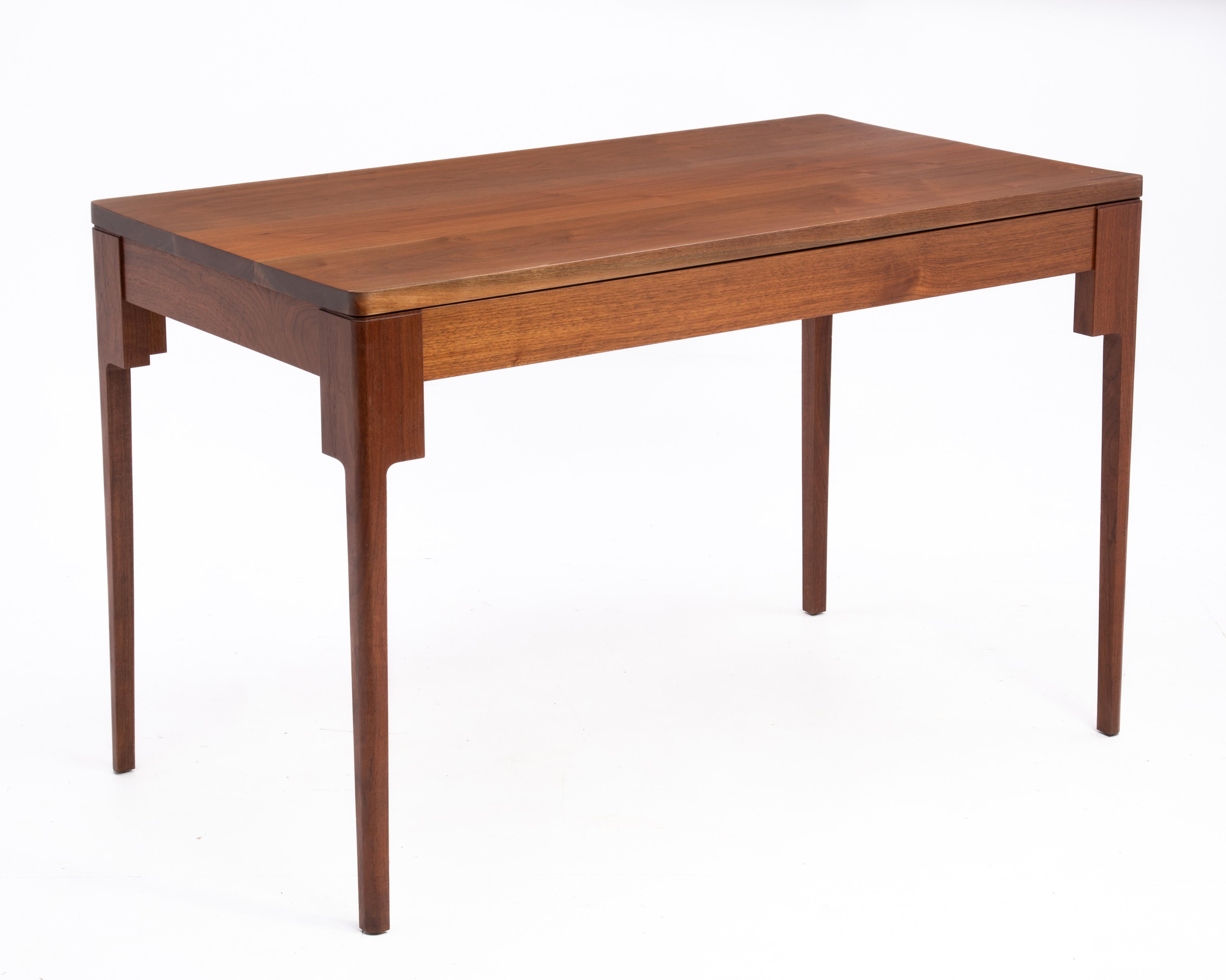 American Bespoke Solid Walnut Desk Dining Table Floating Top Tapered Legs New Hope School For Sale