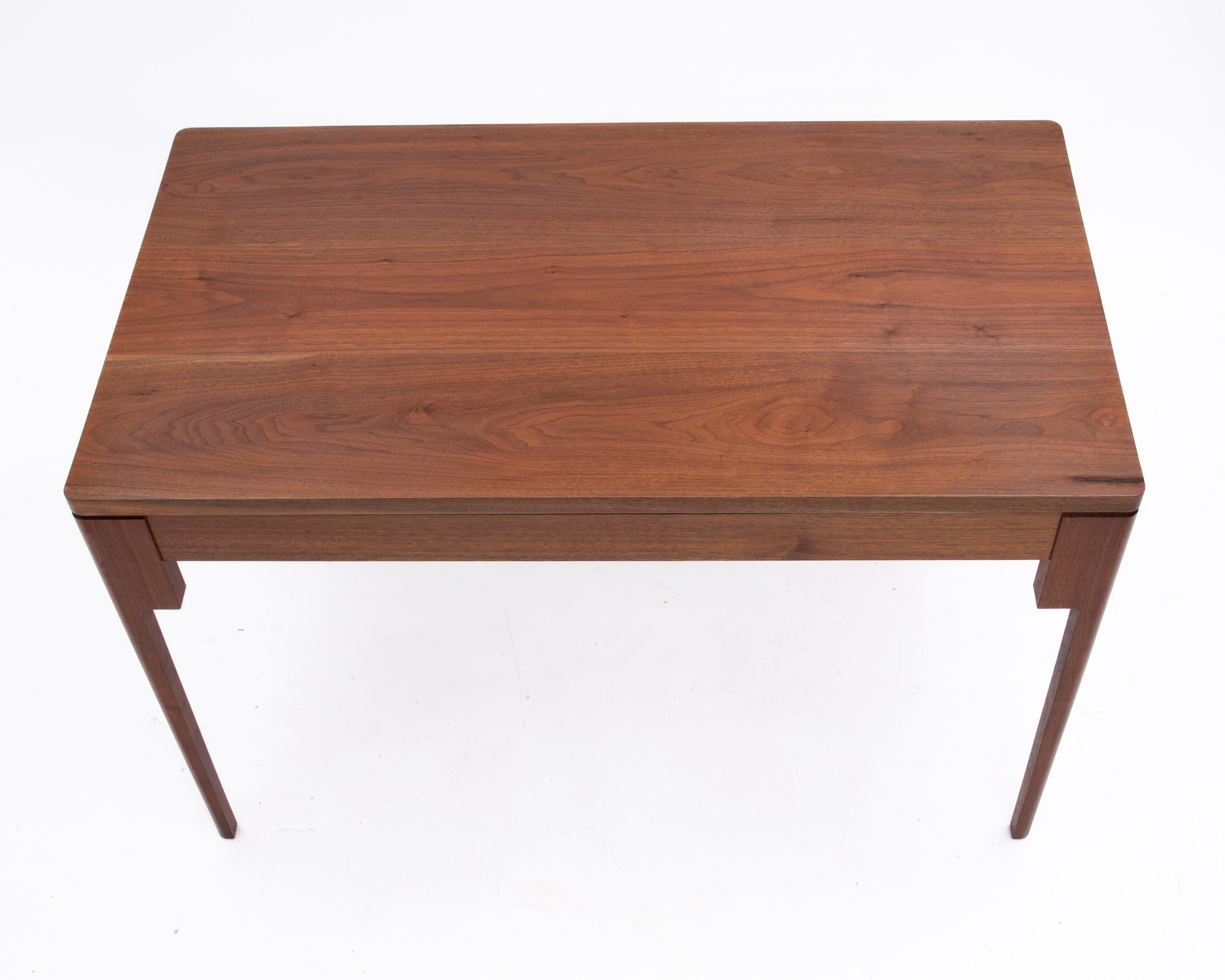 Contemporary Bespoke Solid Walnut Desk Dining Table Floating Top Tapered Legs New Hope School For Sale