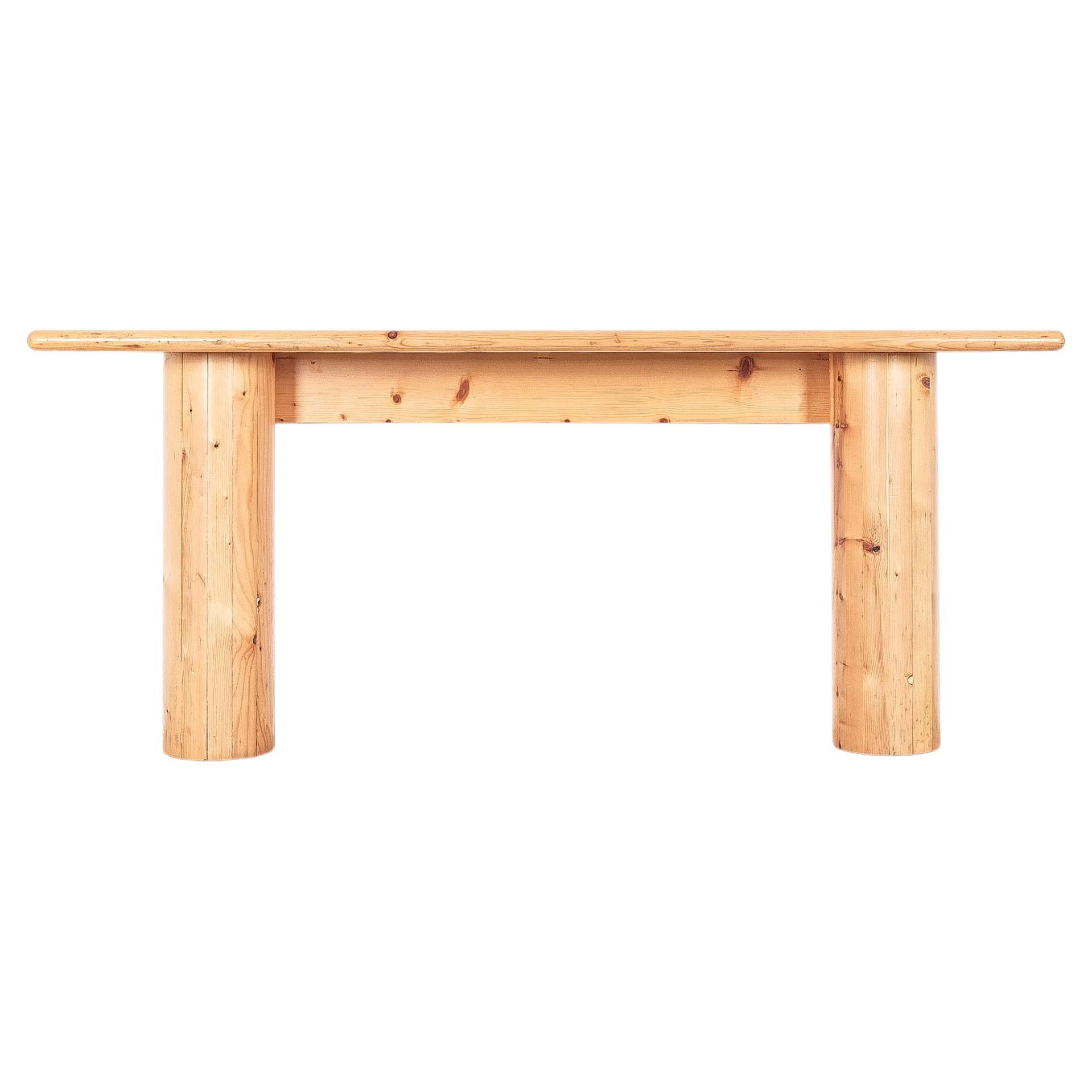 Bespoke Spruce Wood Console Table with Columns, Italy, circa 1980 For Sale 2