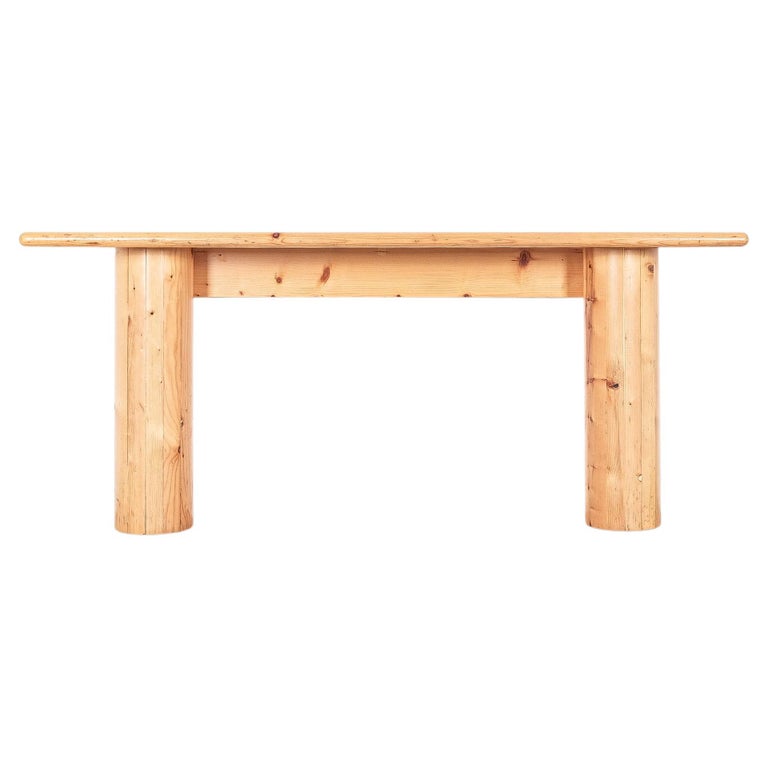 Bespoke Spruce Wood Console Table with Columns, Italy, circa 1980 For
