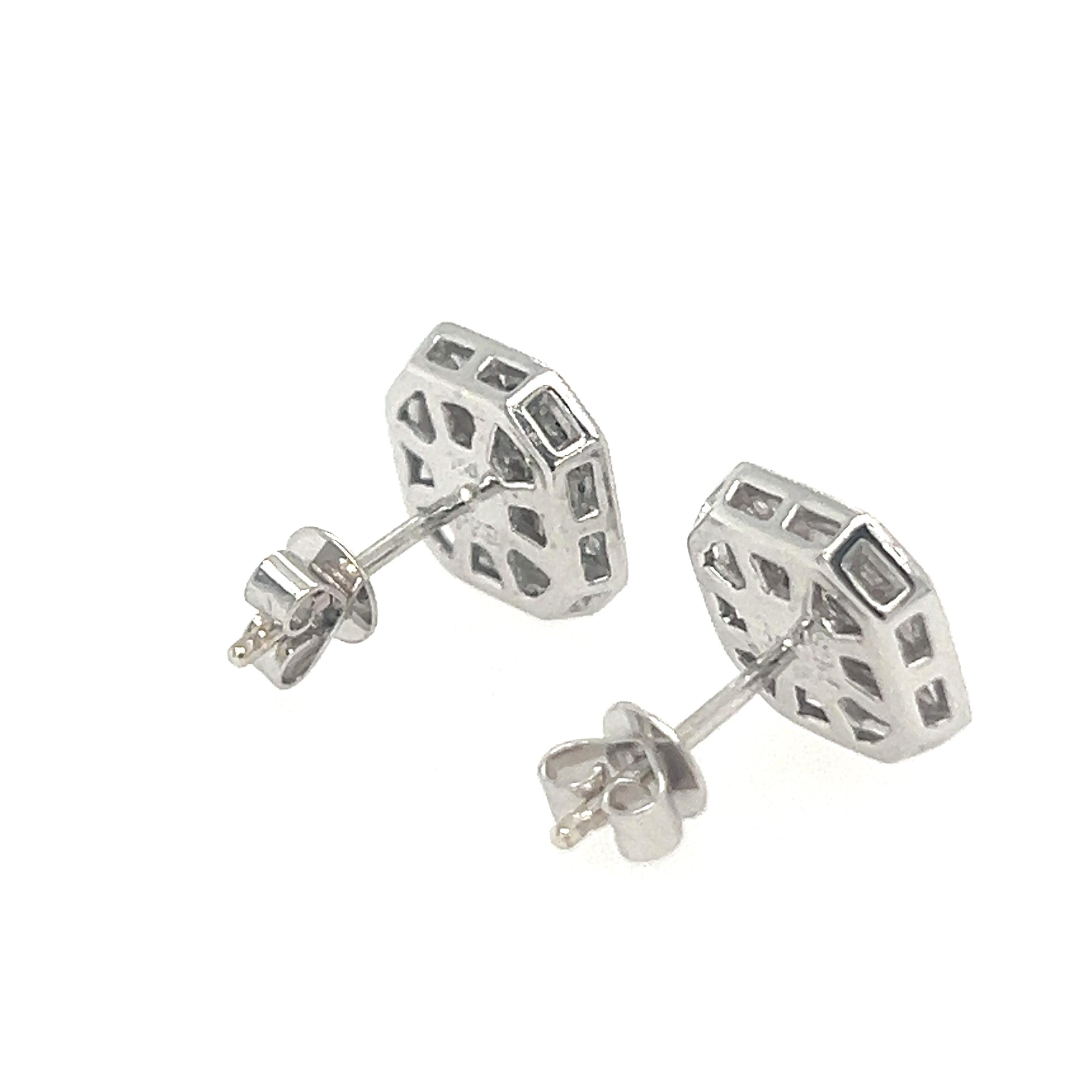 Princess Cut Bespoke Square Cut Diamond Earrings 0.75ct For Sale
