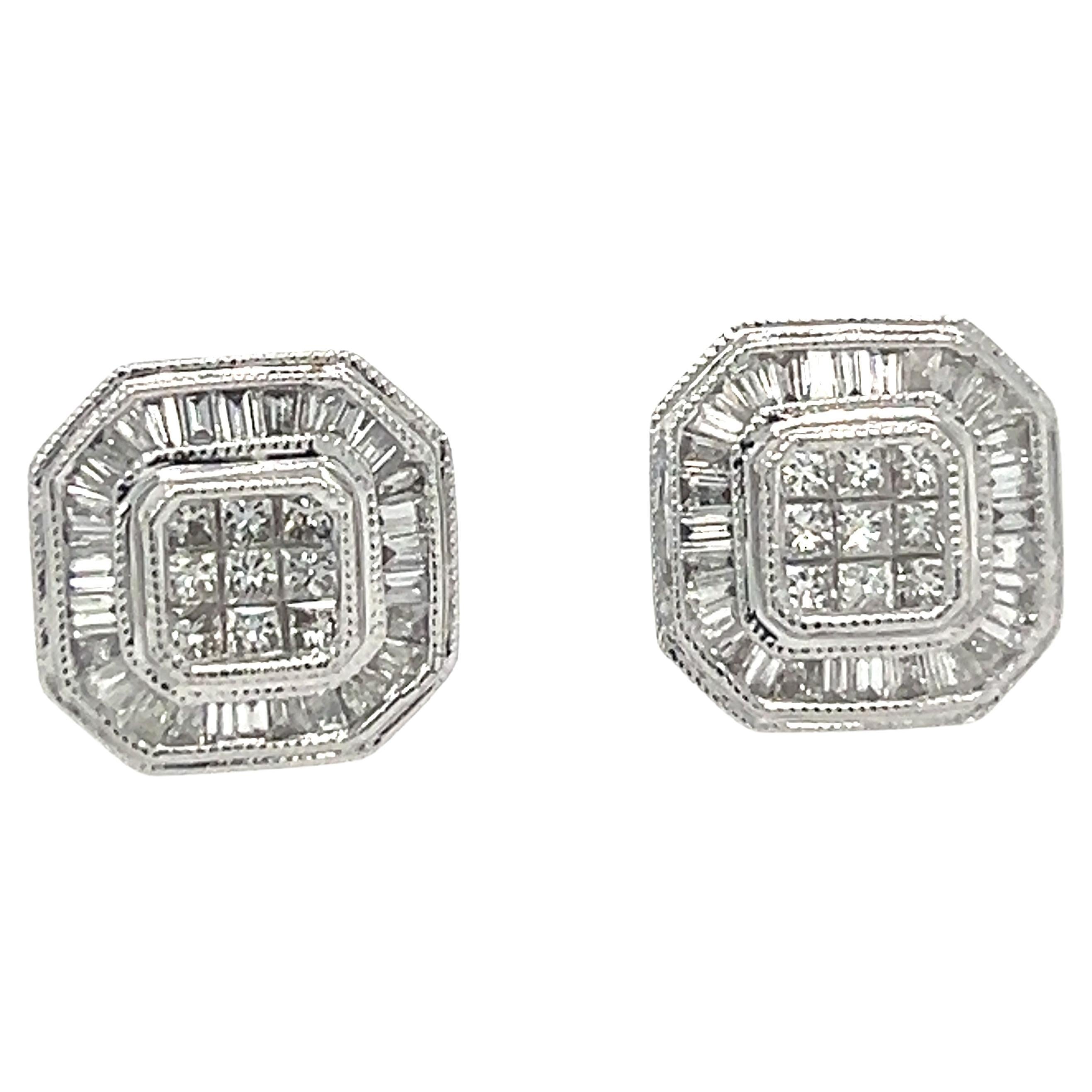 Bespoke Square Cut Diamond Earrings 0.75ct For Sale