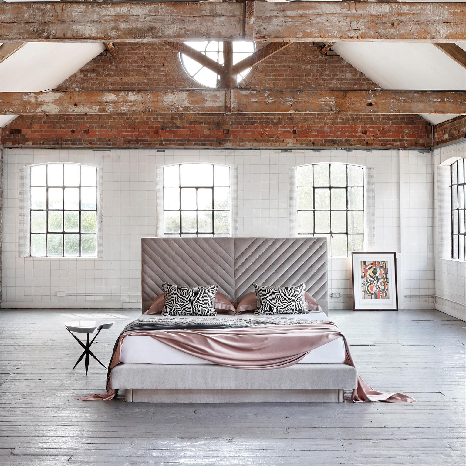 Conceived by award-winning New York interior designer, Nicole Fuller, the Stella bed exudes sophistication and comfort. Inspired by the work of Italian-American painter and sculptor, Frank Stella, Fuller combines artful geometry with a luxurious