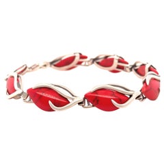 Bespoke Sterling Silver Vintage Red Stone Bracelet & Pendant