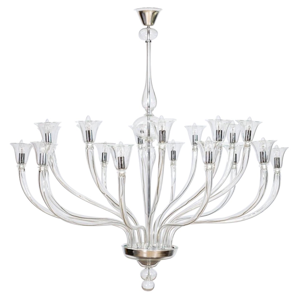 Lampadario di Murano moderno e su misura in edizione limitata trasparente