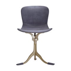 Bespoke Swivel Chair, Leather and Hand Cast Bass Base by P. Tendercool