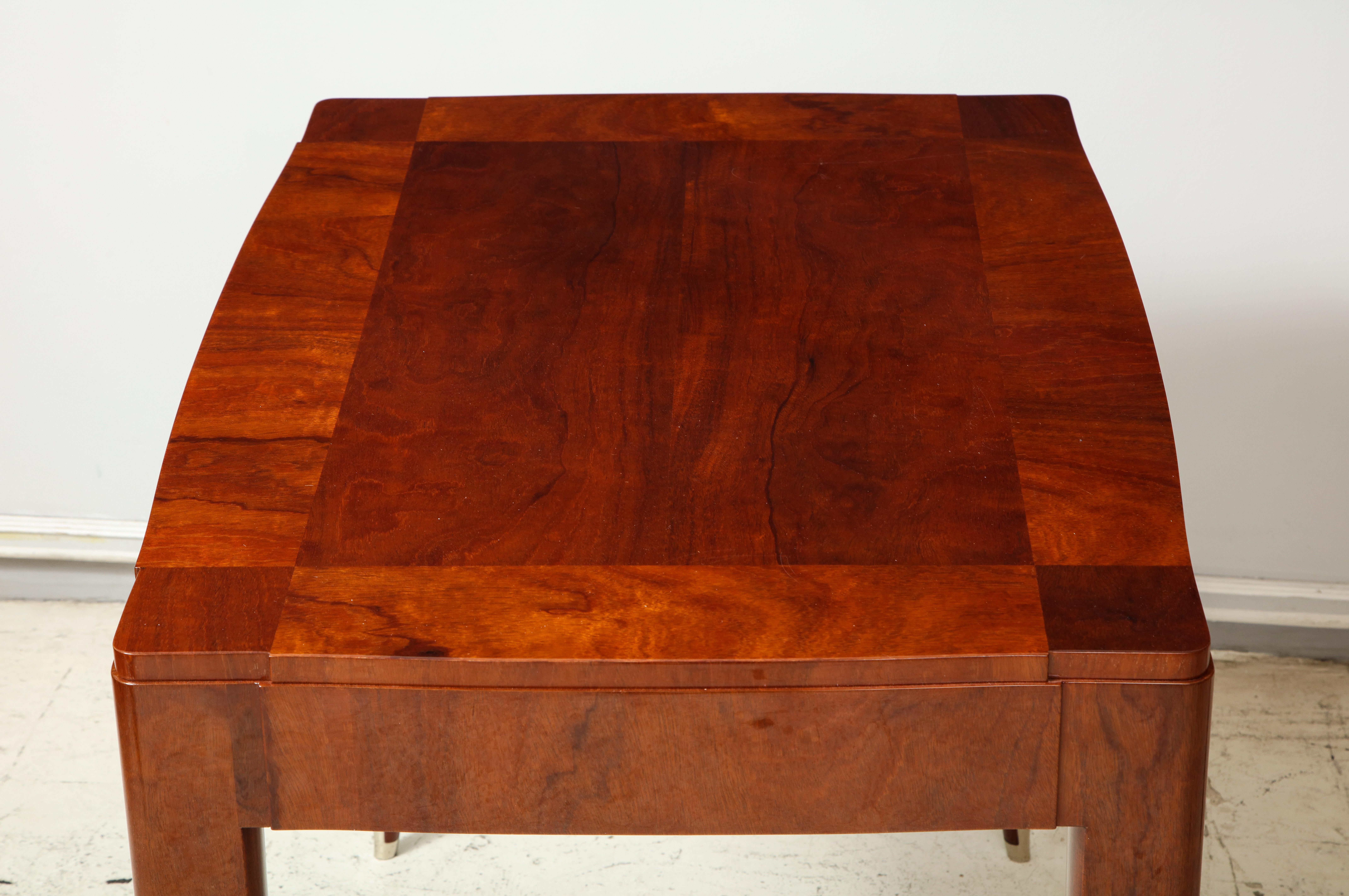 Walnut Bespoke Table in the Manner of Jules Leleu For Sale