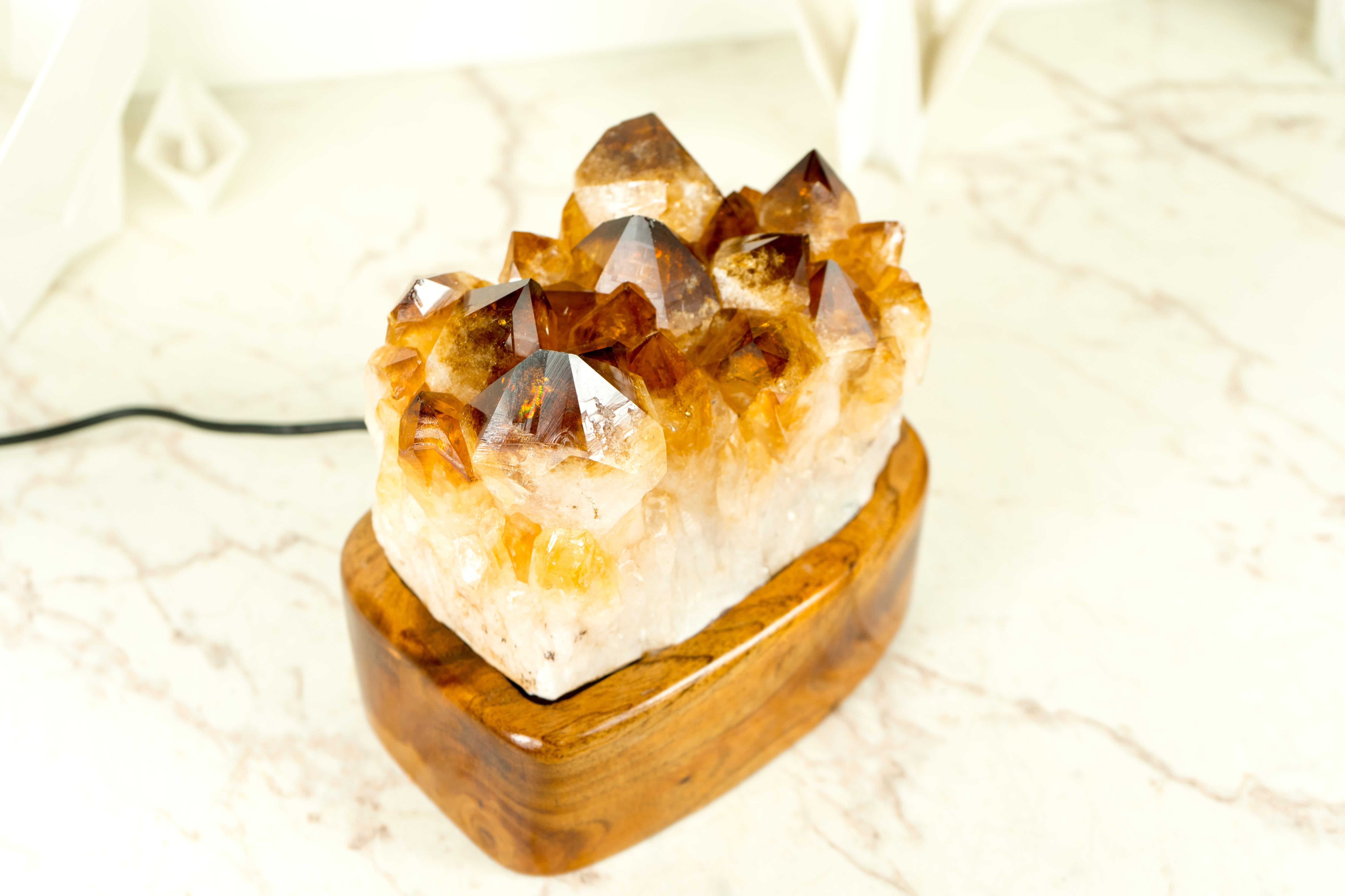 Bespoke Table Lamp with a AAA Citrine Cluster and Brazilian Wood For Sale 5