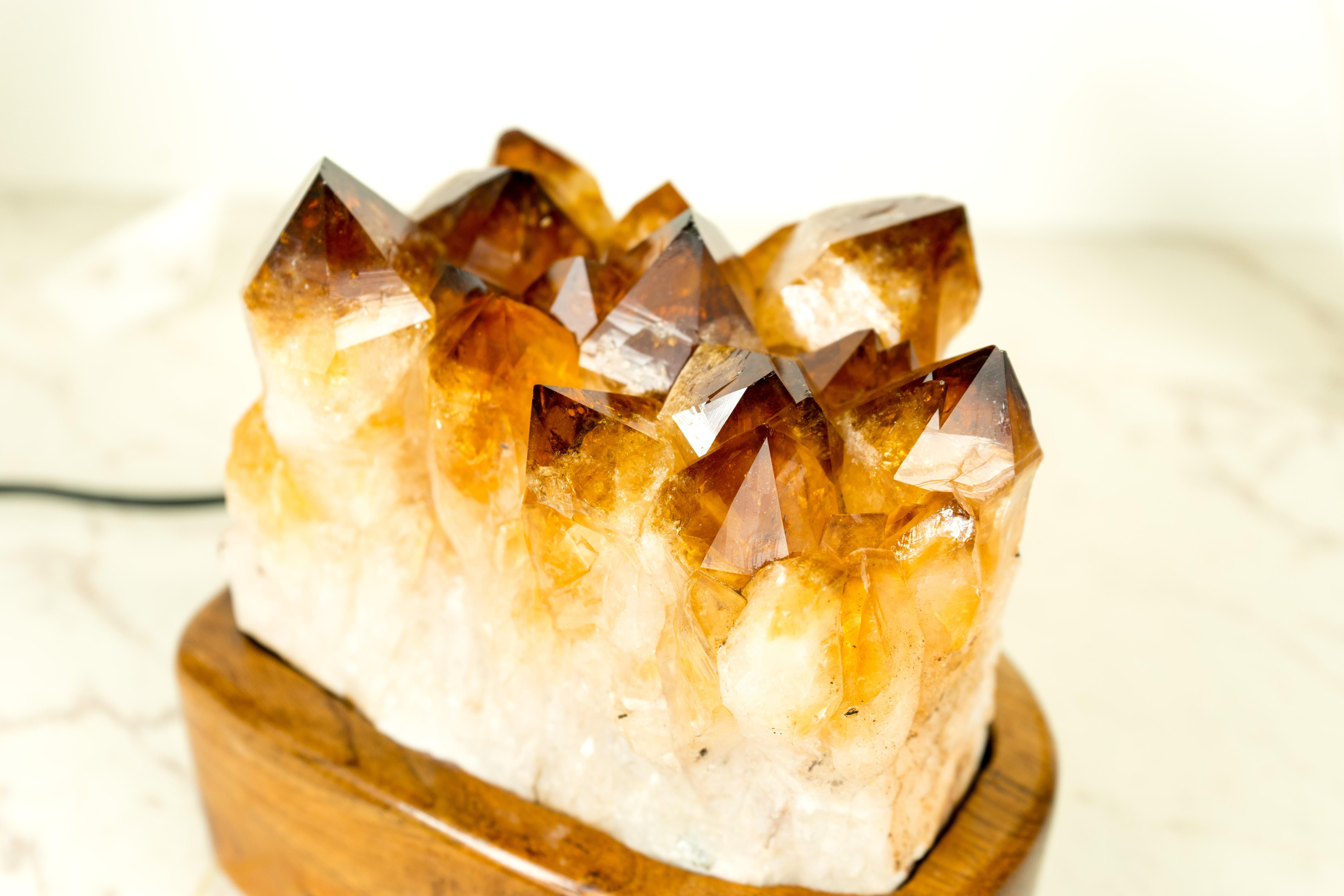 Bespoke Table Lamp with a AAA Citrine Cluster and Brazilian Wood For Sale 10