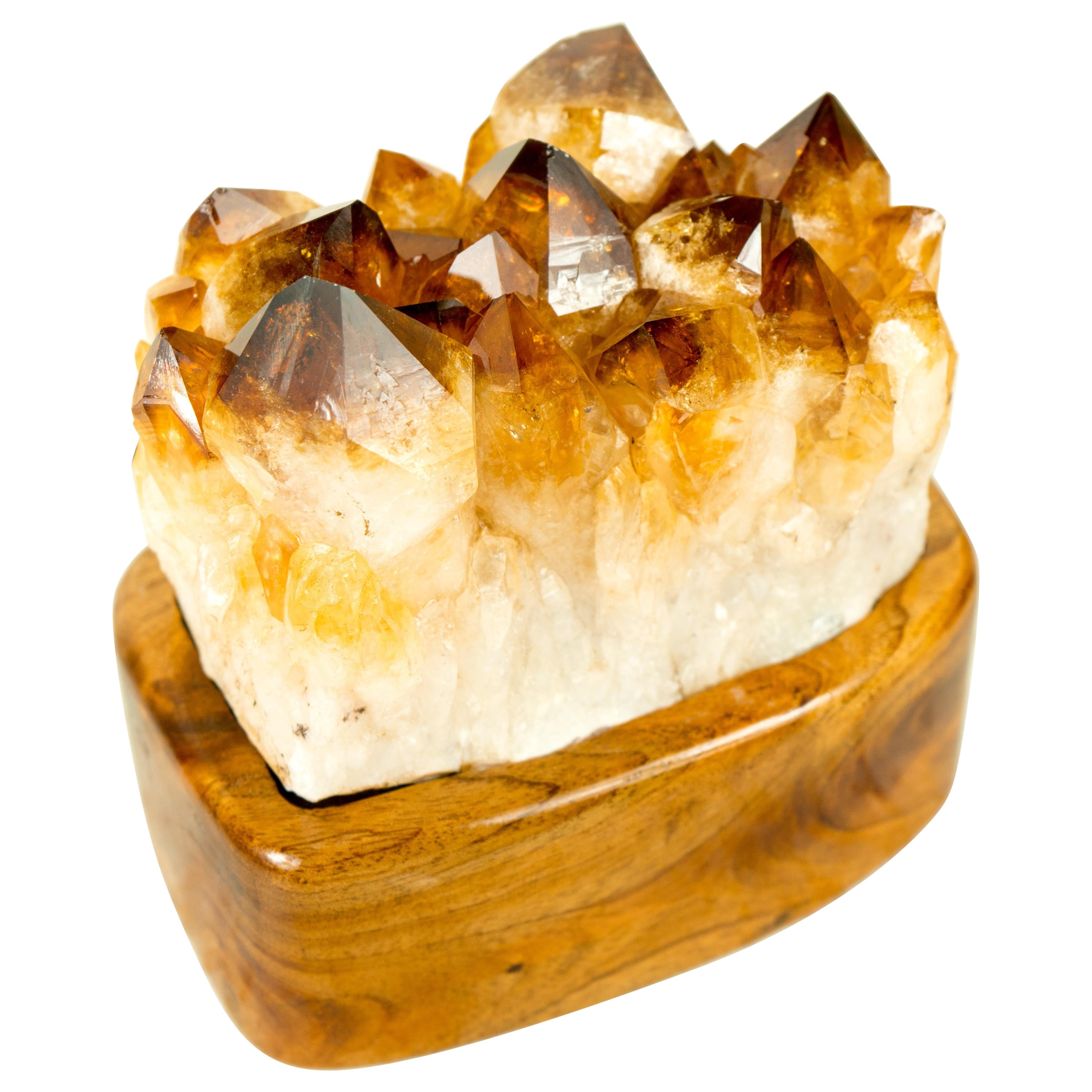 Lampe de table sur mesure avec un grappe de citrine AAA et bois brésilien en vente