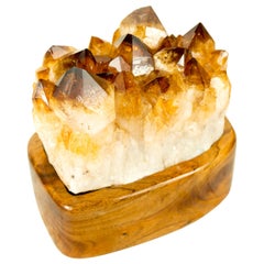 Maßgeschneiderte Tischlampe mit AAA Citrin-Cluster und brasilianischem Holz