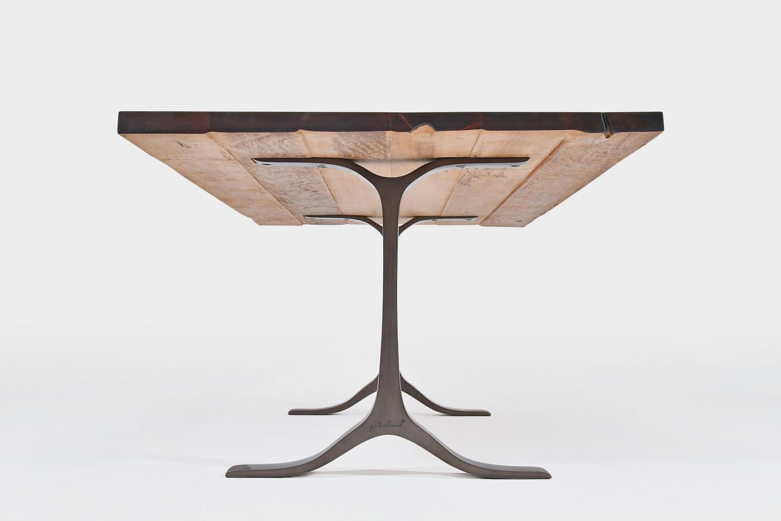 Bespoke Table, Reclaimed Teak wood, Sand cast Aluminum Bases by P. Tendercool For Sale 6