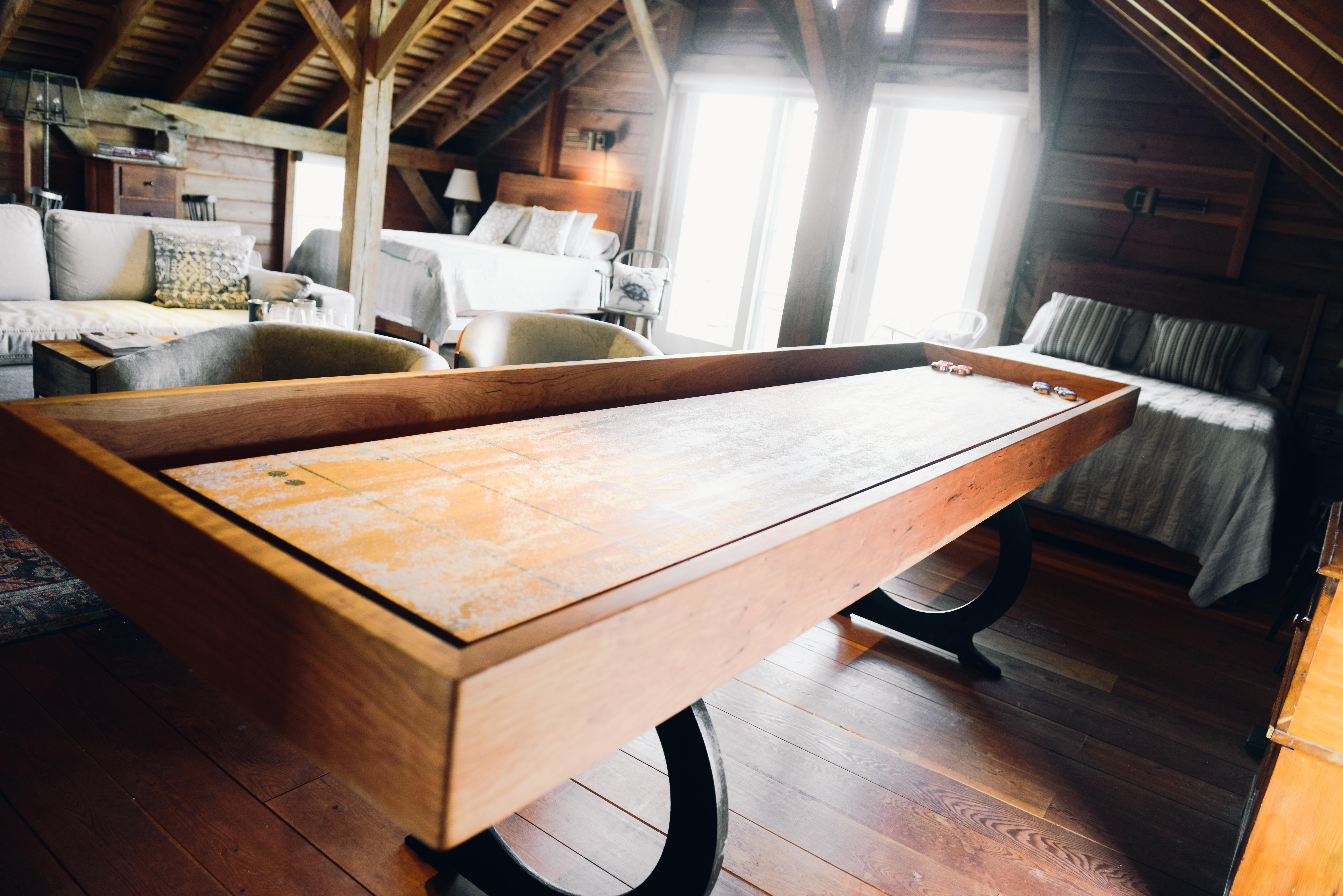 live edge shuffleboard table