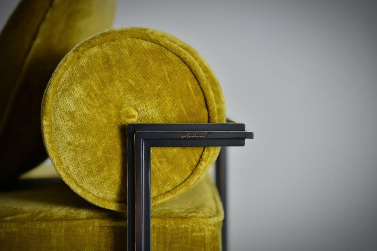 Calco Divano a tre posti su misura, legno duro recuperato, struttura in ottone massiccio di P. Tendercool in vendita
