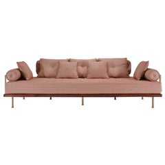 Bespoke Three-Seat Sofa with Brass and Reclaimed Hardwood Frame by P. Tendercool