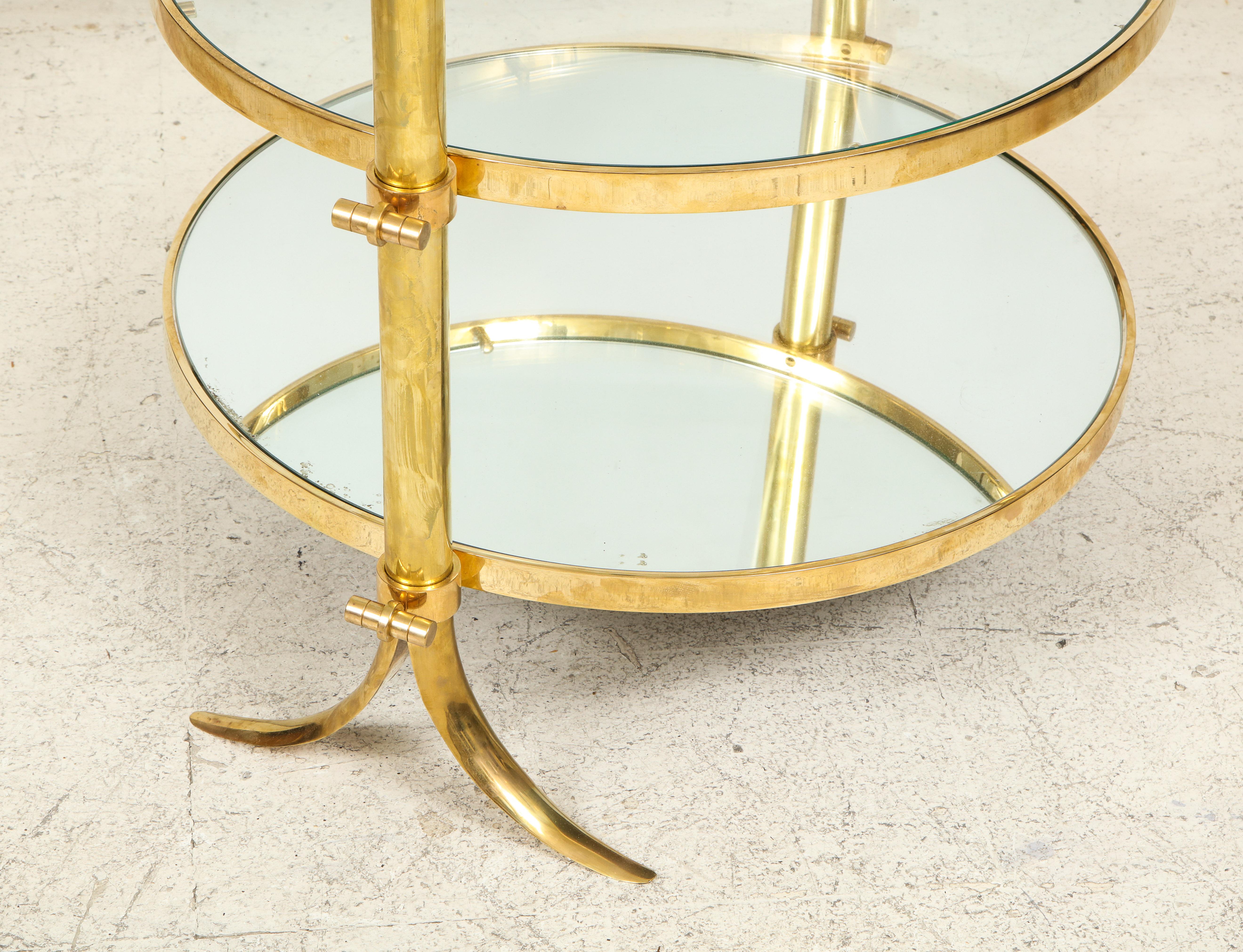 American Bespoke Three-Tiered Brass Tulip Table by Amir Khamneipur For Sale