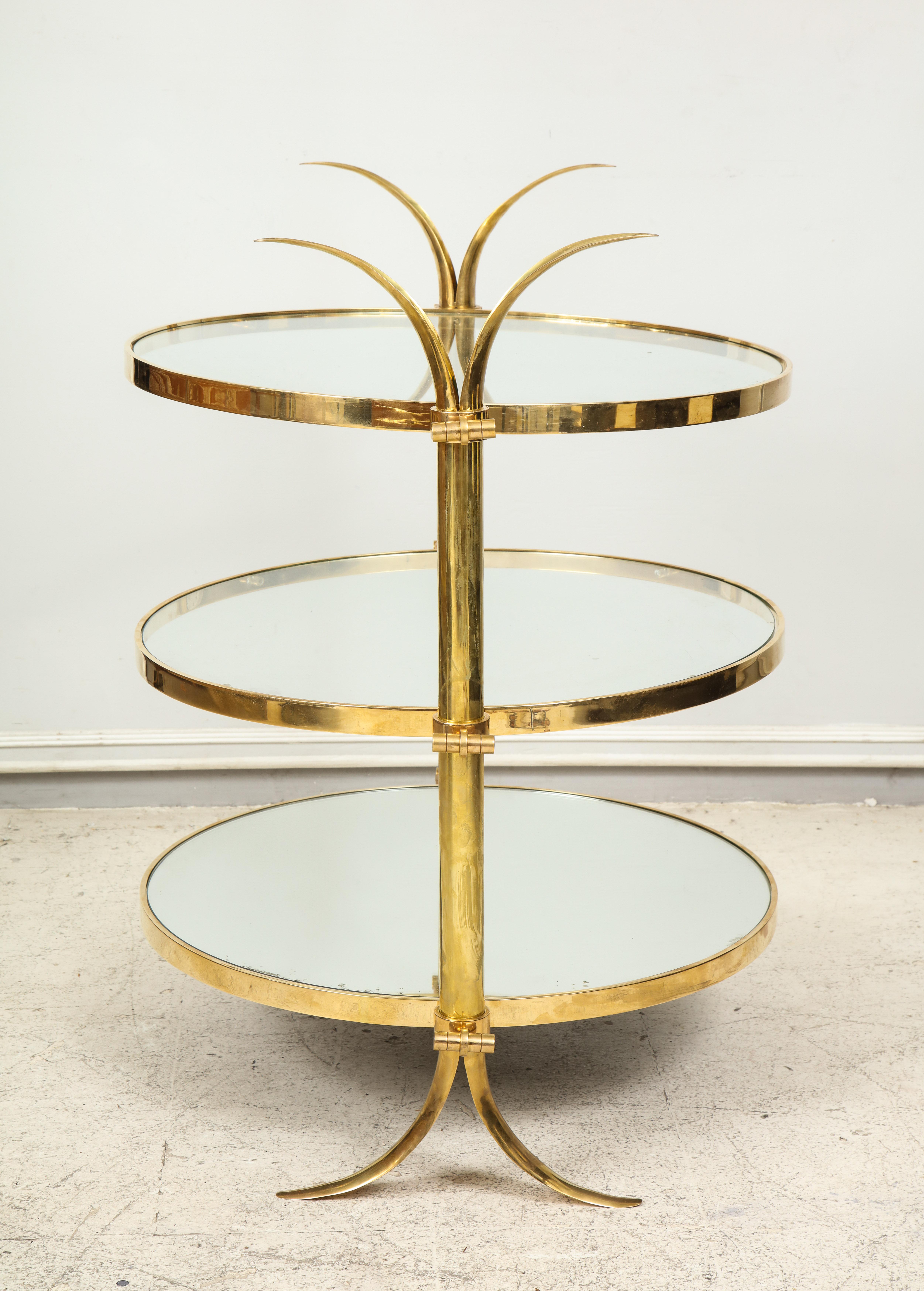 Bespoke Three-Tiered Brass Tulip Table by Amir Khamneipur For Sale 1
