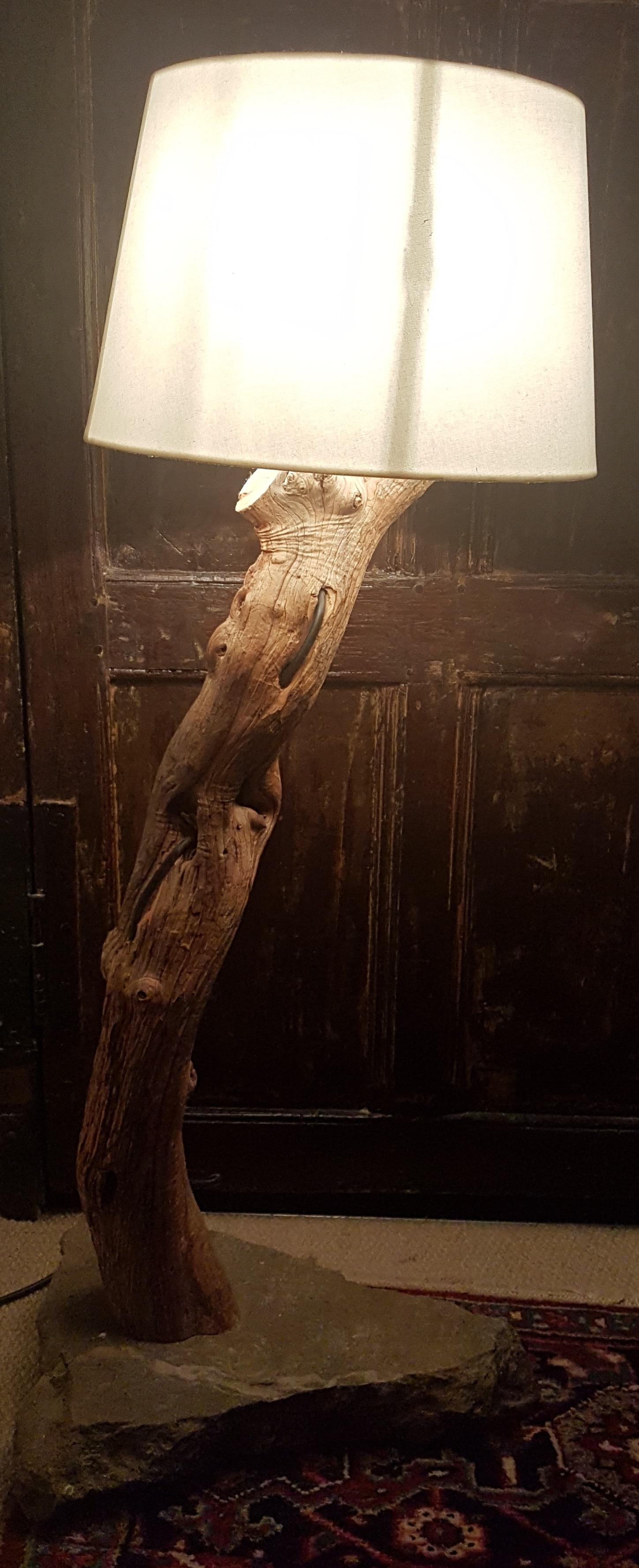 Bespoke Tree Form Sandalwood Floor Lamp In Distressed Condition For Sale In Bodicote, Oxfordshire