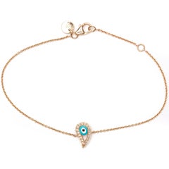Bespoke Tresor Paris Round Brilliant Diamond 18 Kt Rose Gold Evil Eye Bracelet