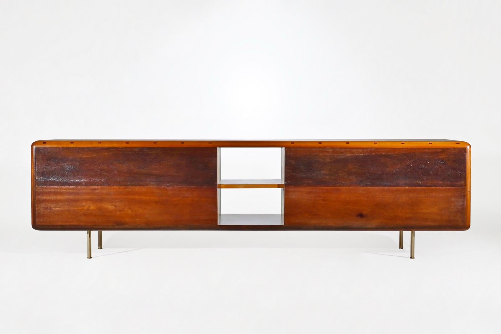 Bespoke TV Cabinet with Reclaimed Takian Hard Wood, by P. Tendercool (Instock) For Sale 7