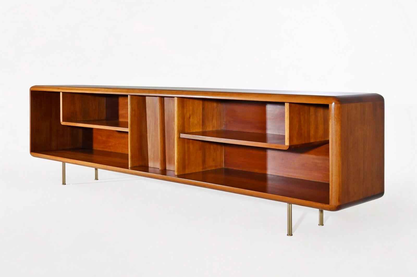 Mid-Century Modern Bespoke TV Cabinet with Reclaimed Takian Hard Wood, by P. Tendercool (Instock) For Sale