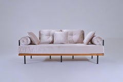 Indoor Bespoke Two-Seat Sofa, Brass & Reclaimed Hardwood Frame, P. Tendercool