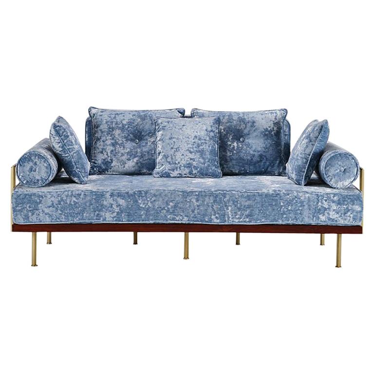 Bespoke Two-Seat Sofa in Modelli Fabrics, Fantasia-Blue Lagoon by P.Tendercool