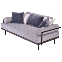 Bespoke Two-Seat Sofa in Reclaimed Hardwood and Brass Frame by P. Tendercool