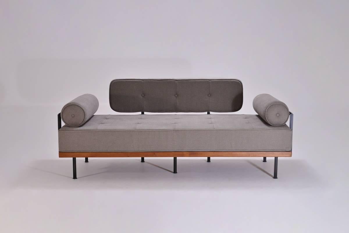 Thai Bespoke Two-Seat Sofa in Brass and Reclaimed Hardwood Frame, by P. Tendercool For Sale